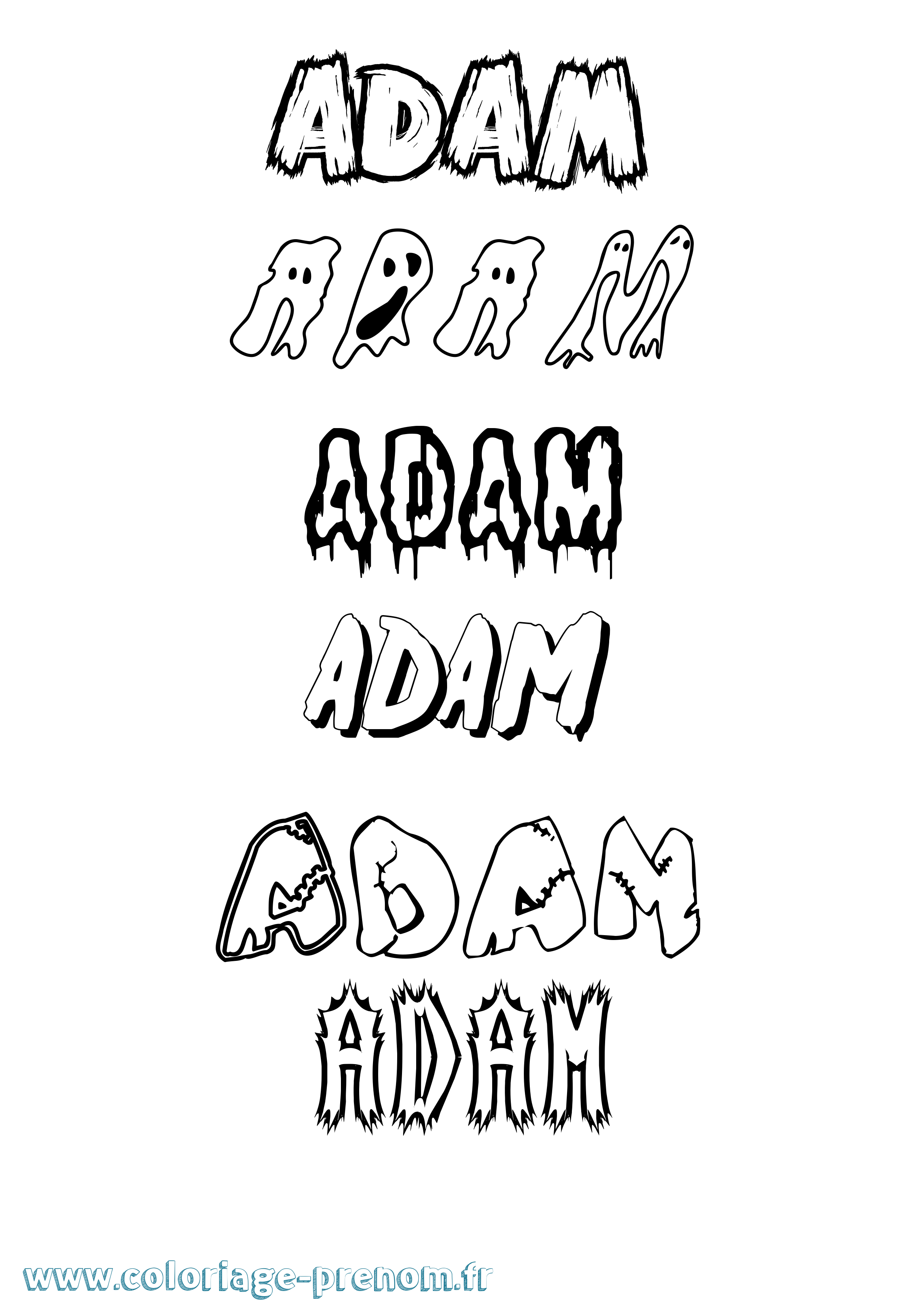 Coloriage prénom Adam Frisson