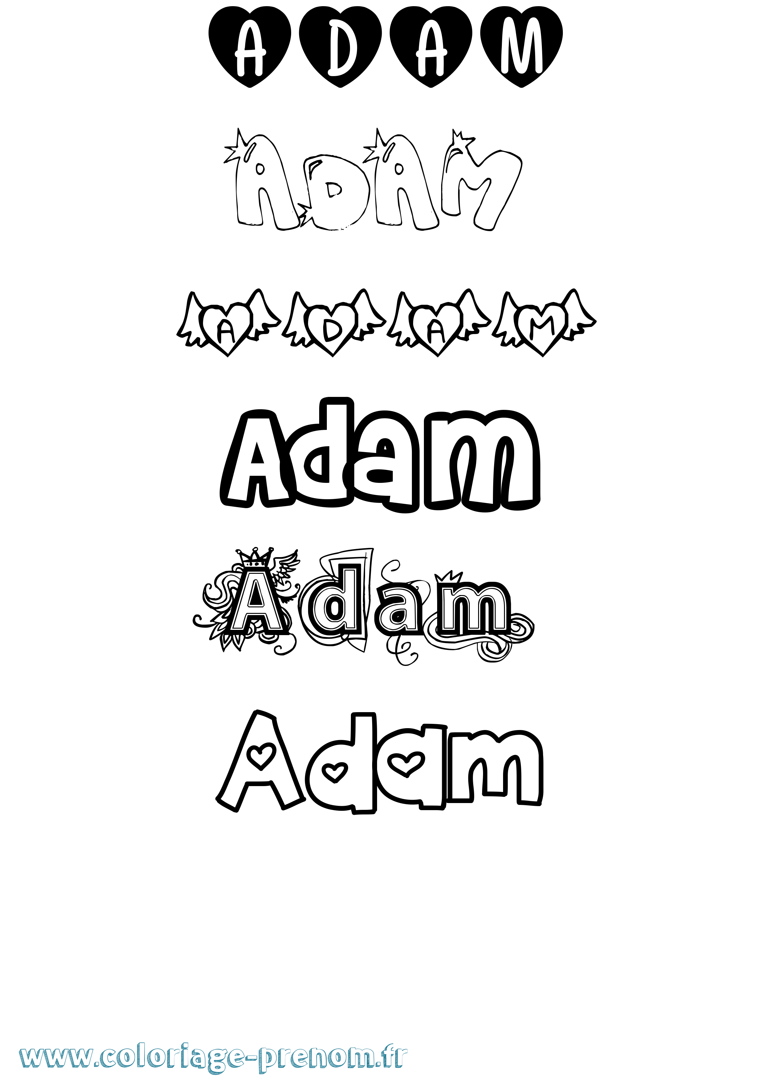 Coloriage prénom Adam Girly