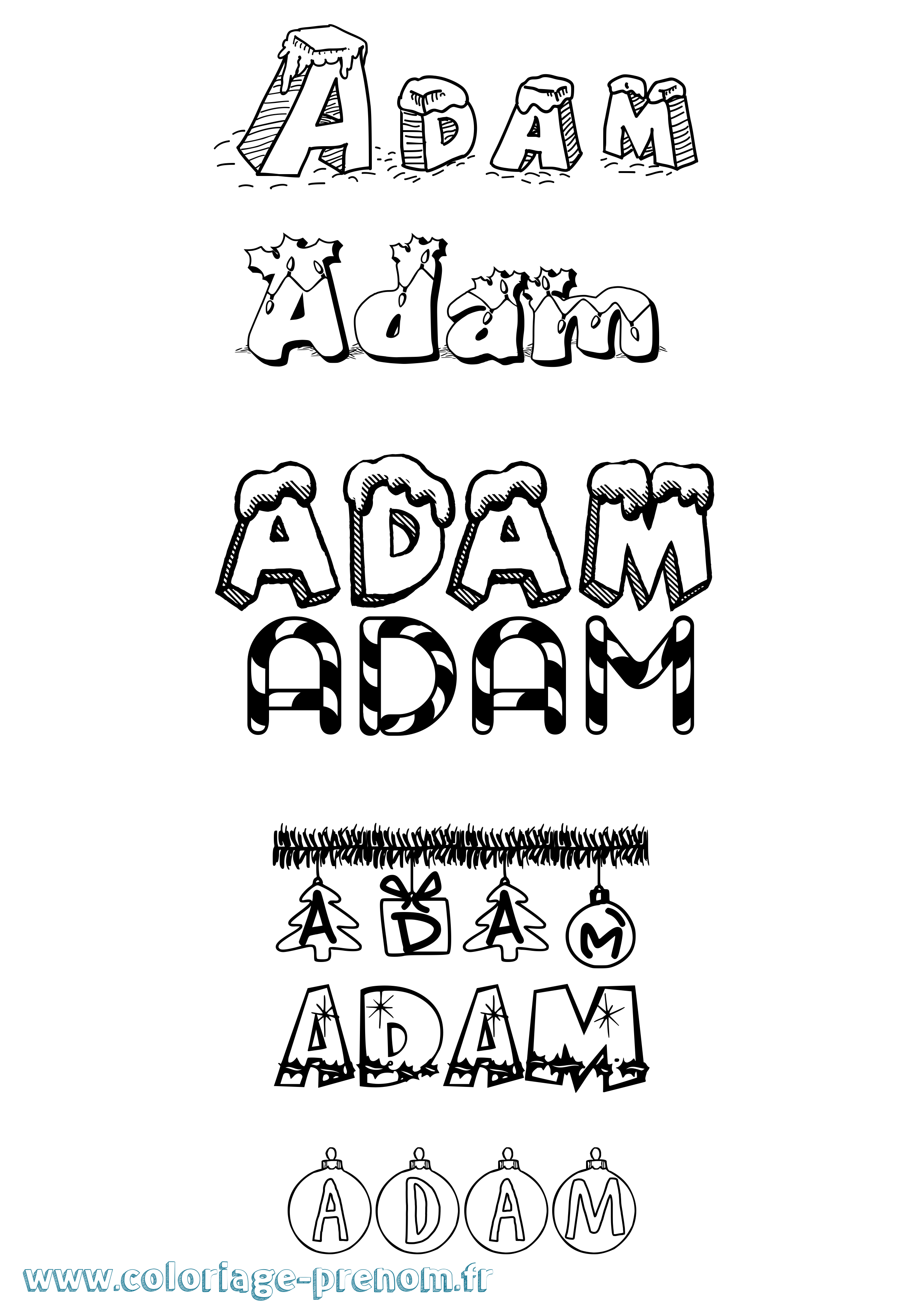 Coloriage prénom Adam Noël