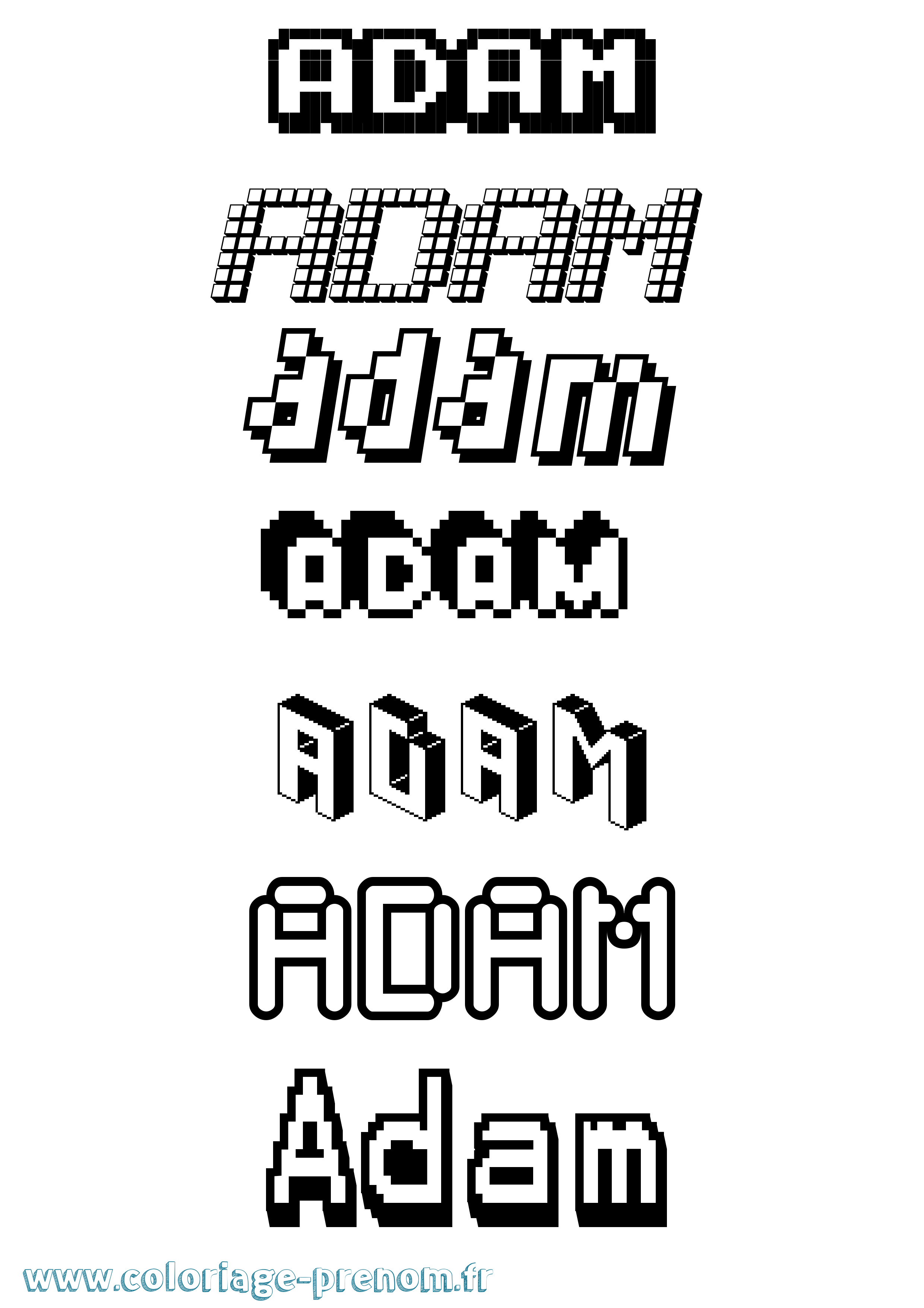 Coloriage prénom Adam Pixel