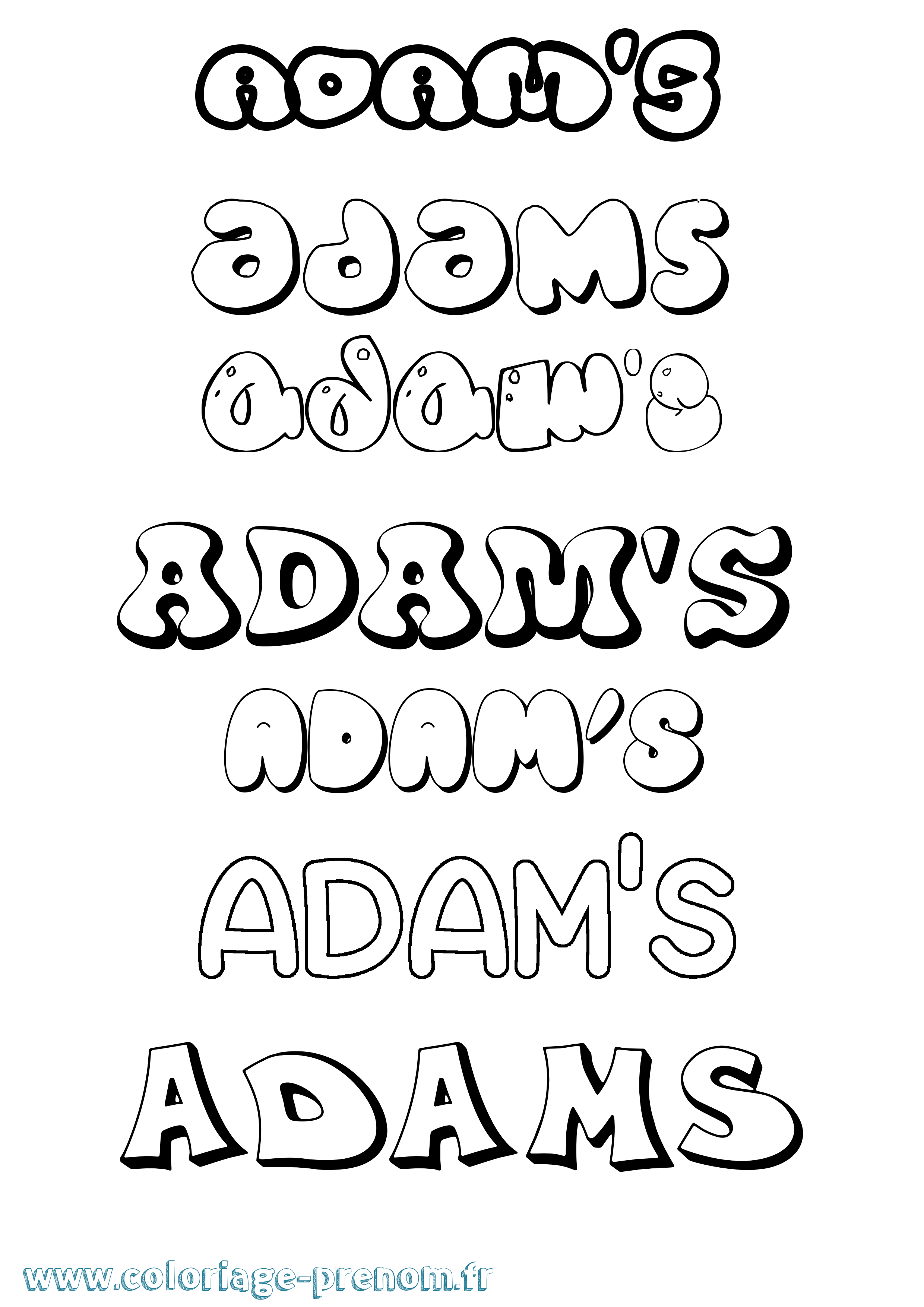 Coloriage prénom Adam'S Bubble
