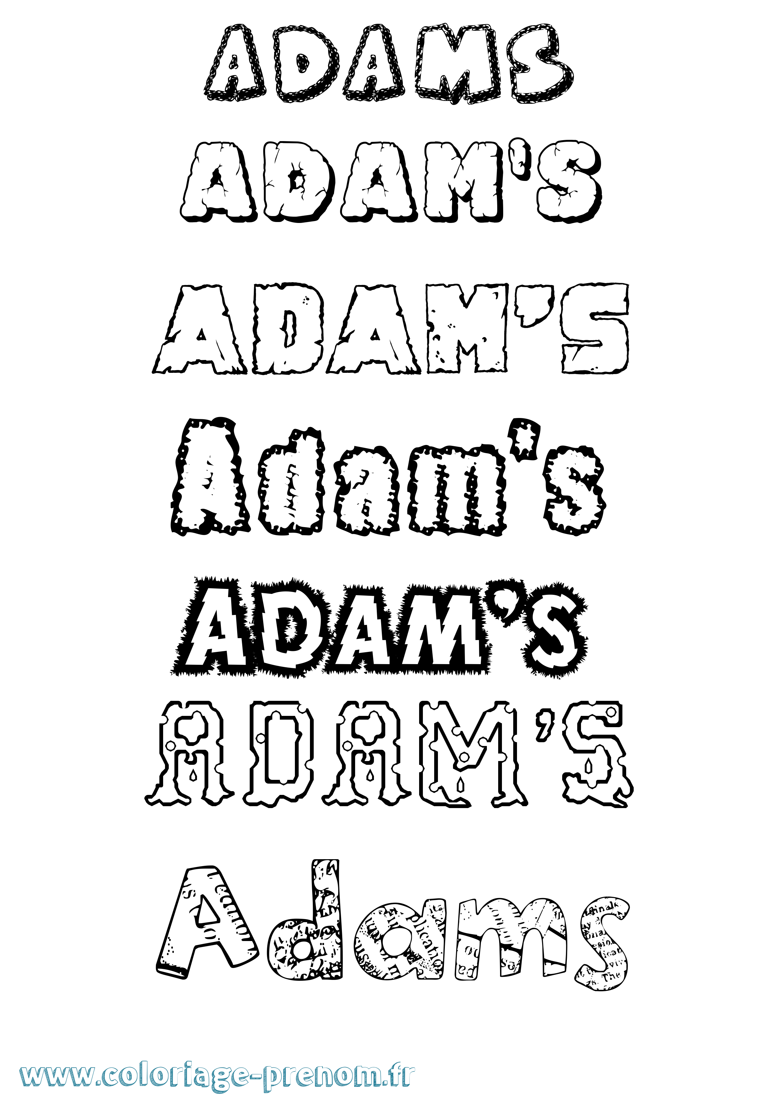 Coloriage prénom Adam'S Destructuré