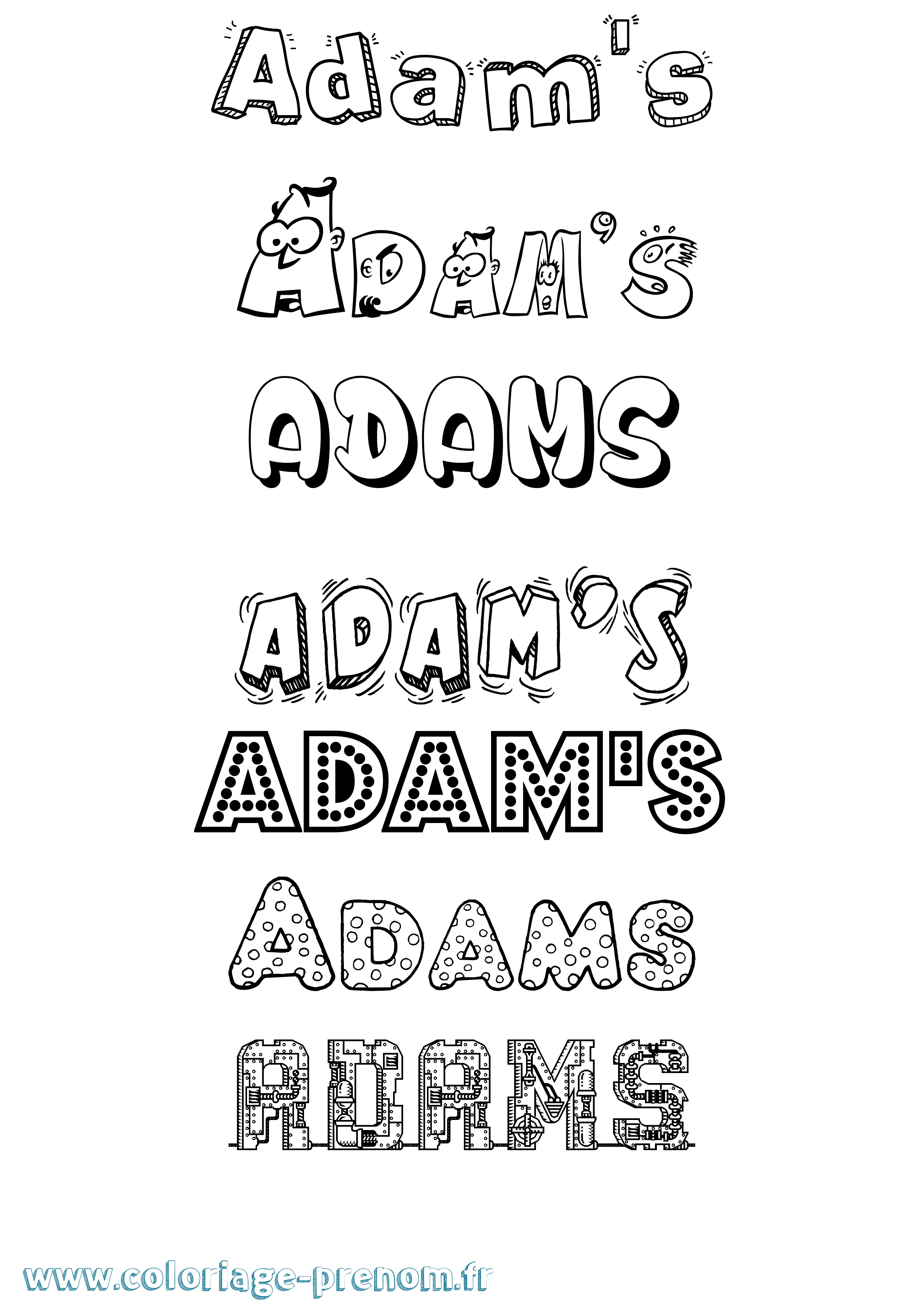 Coloriage prénom Adam'S Fun