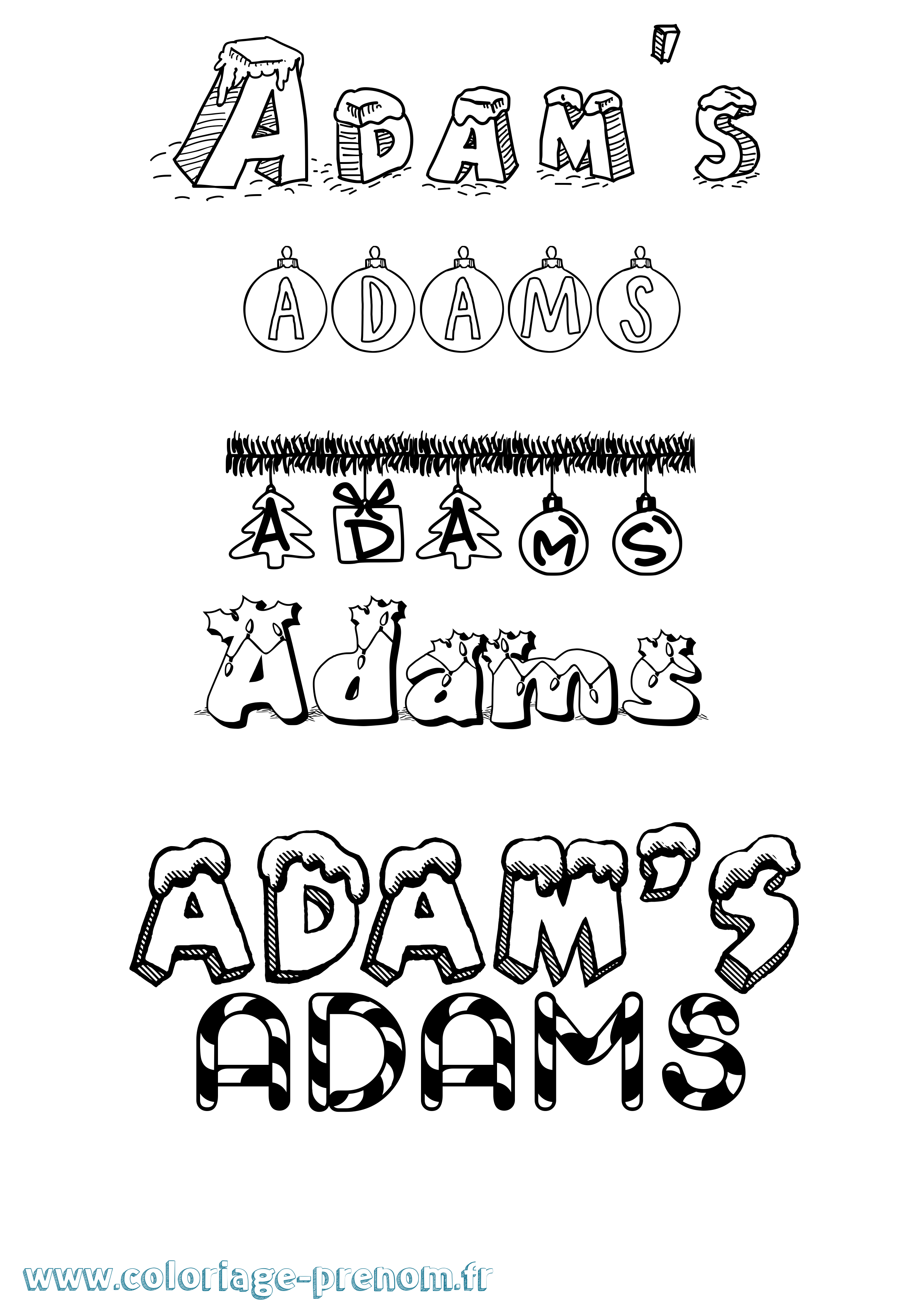 Coloriage prénom Adam'S Noël
