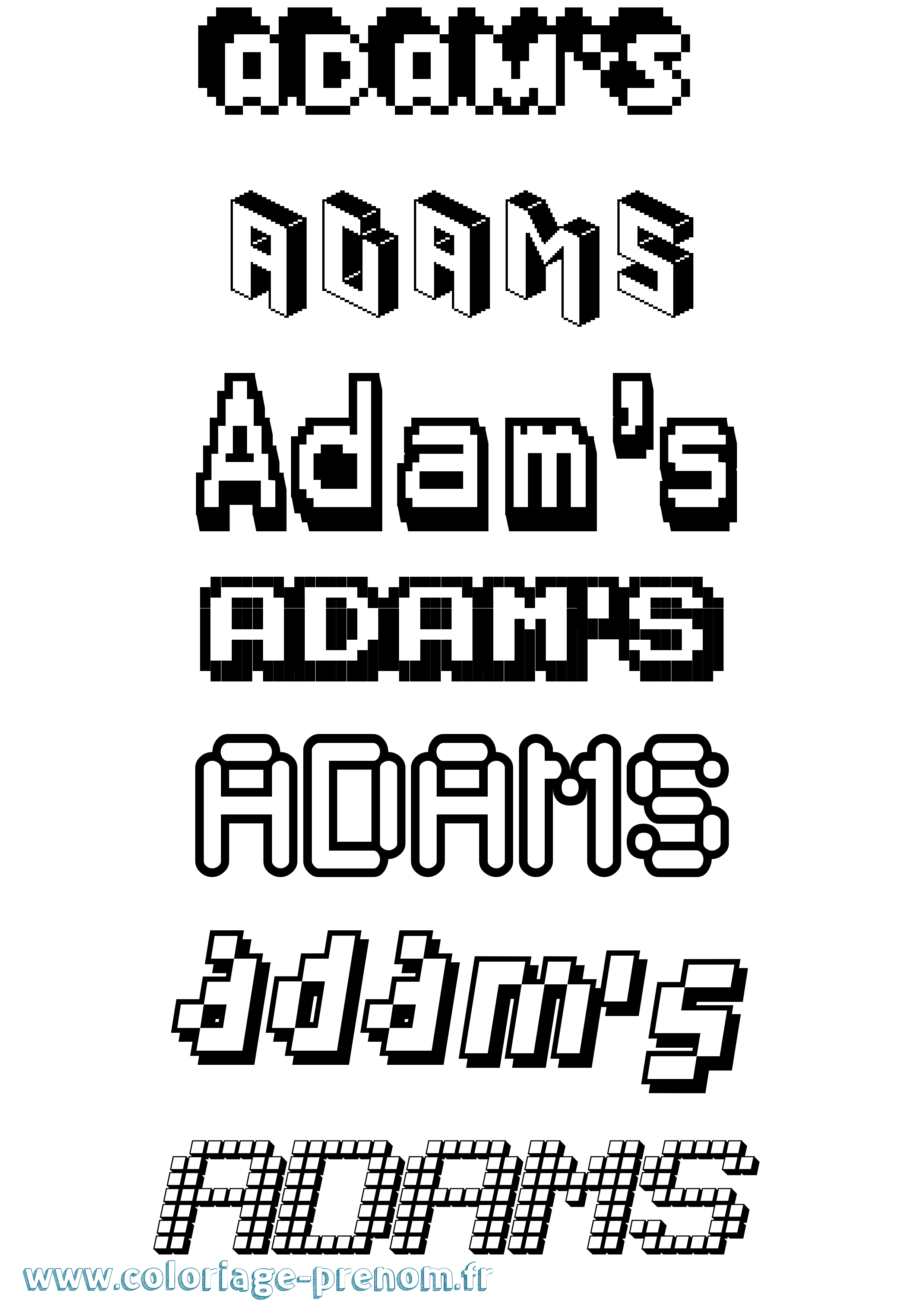 Coloriage prénom Adam'S Pixel