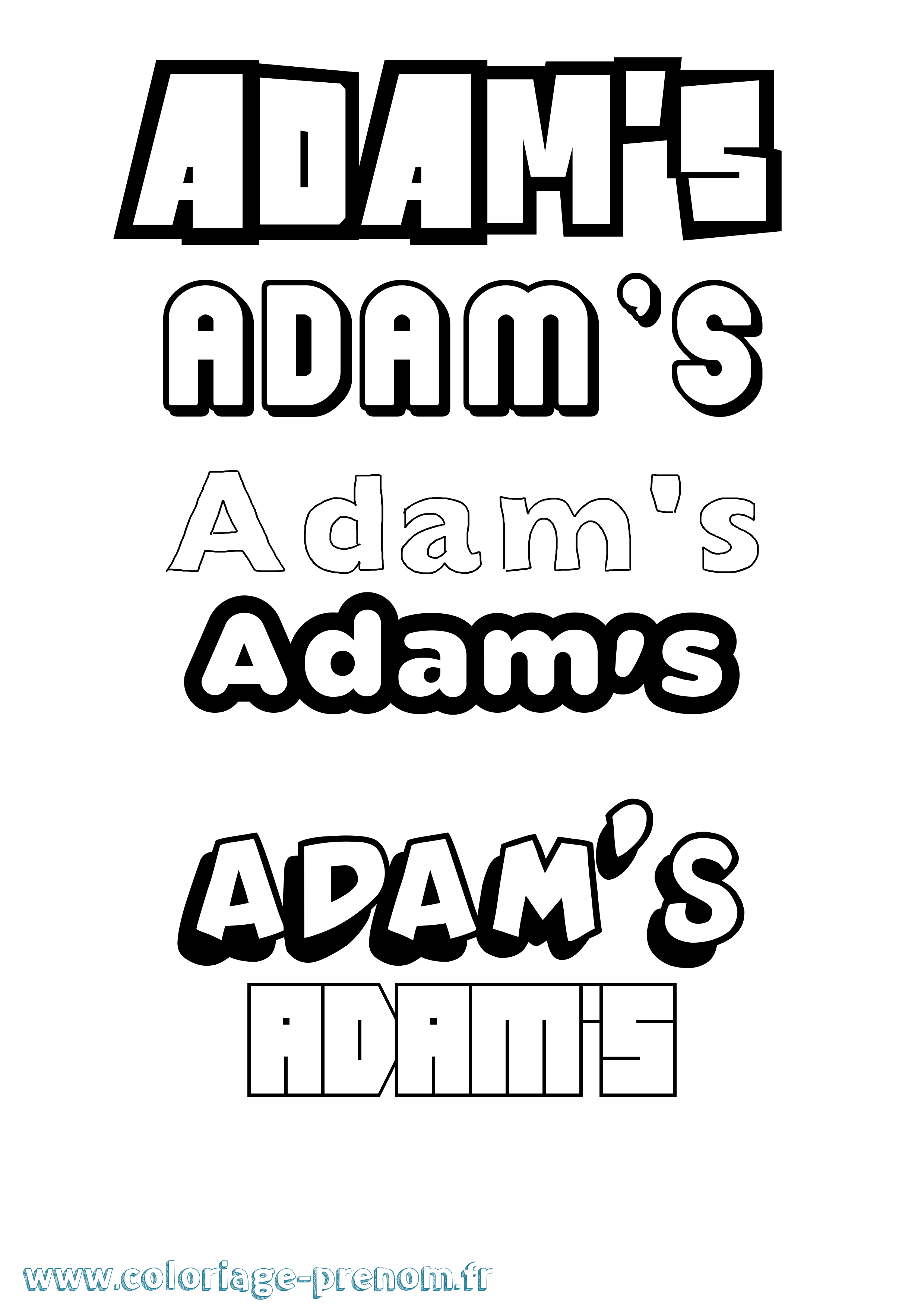 Coloriage prénom Adam'S Simple