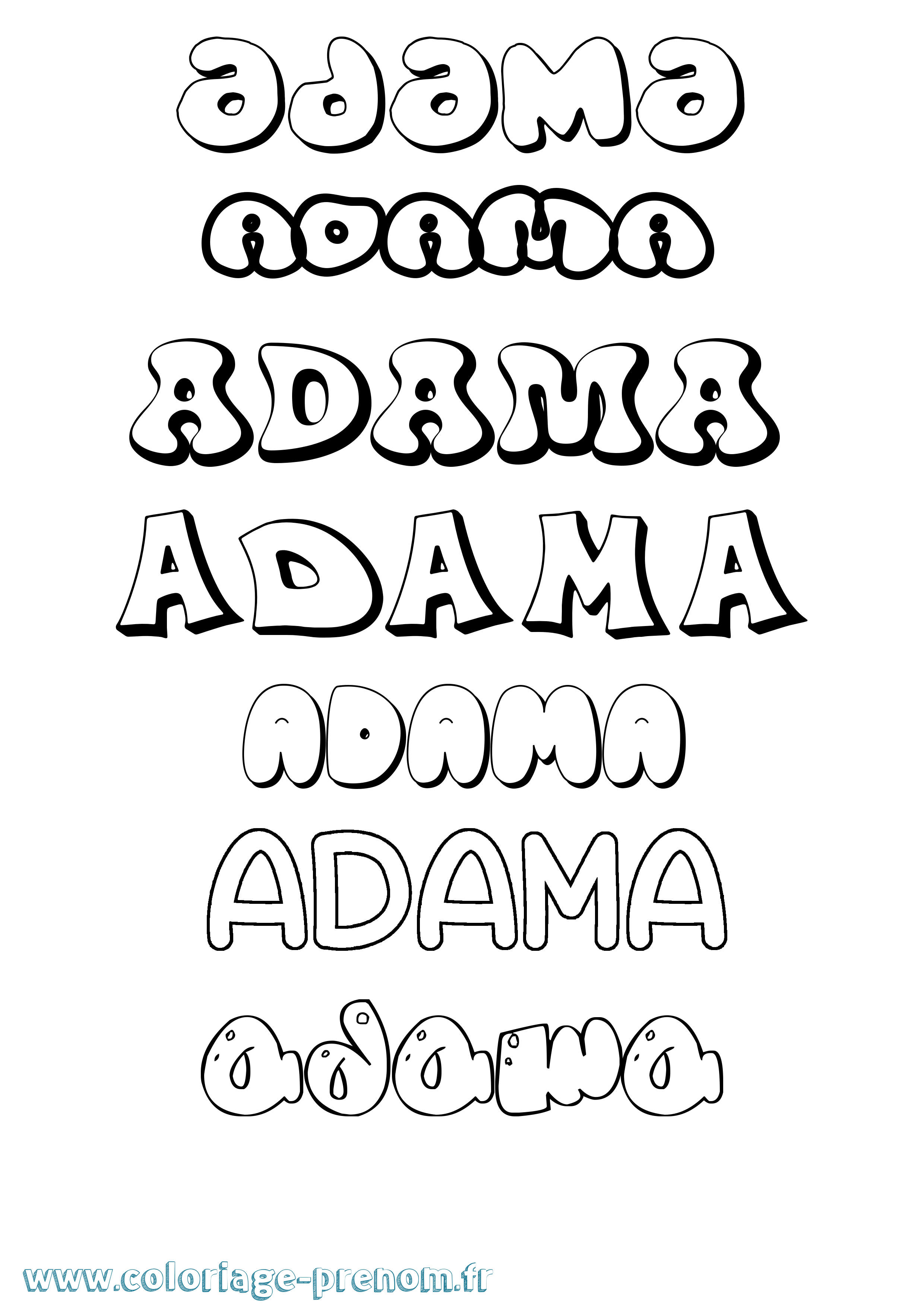 Coloriage prénom Adama Bubble