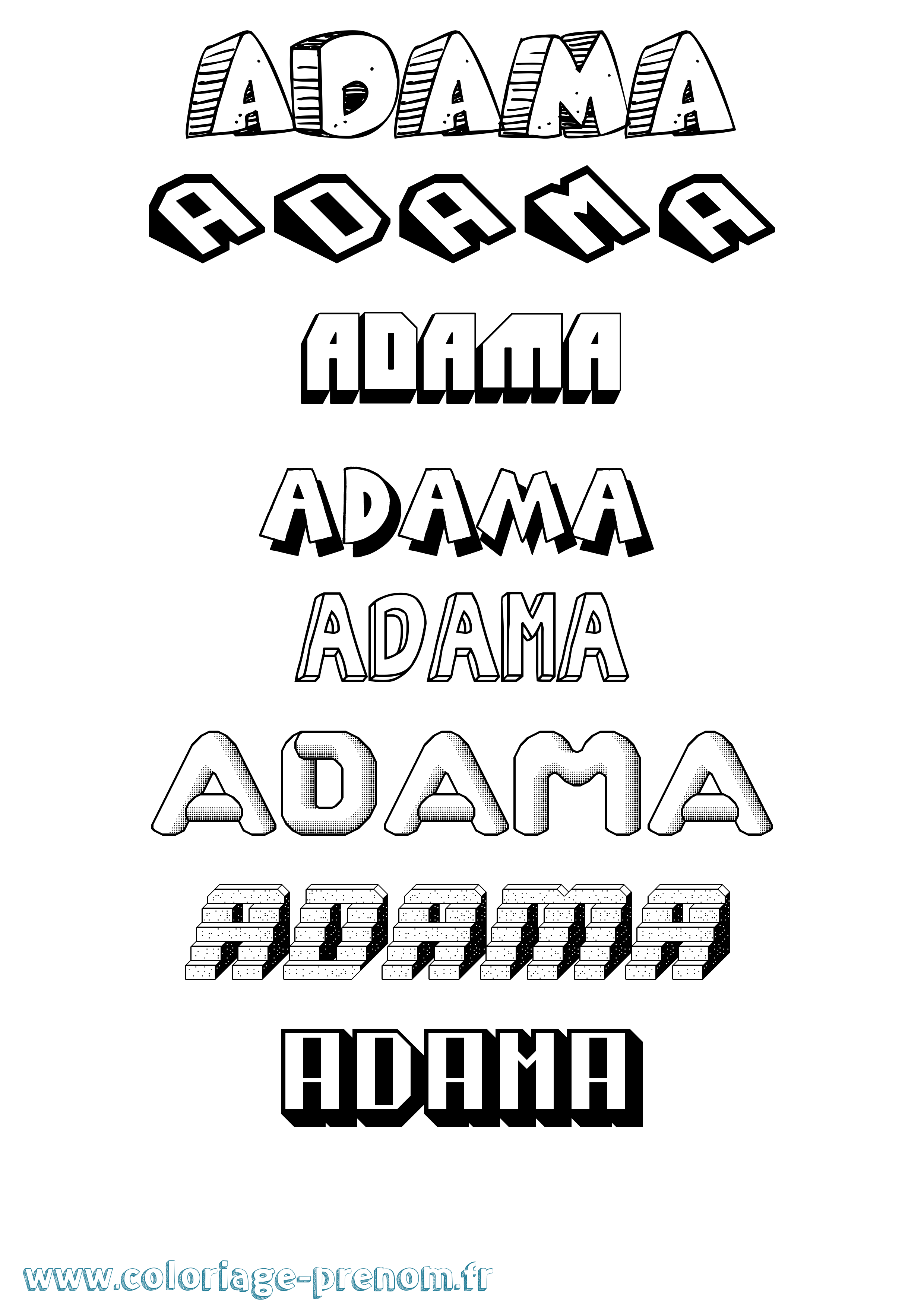 Coloriage Adama Effet 3D Coloriage prénom Adama Effet 3D