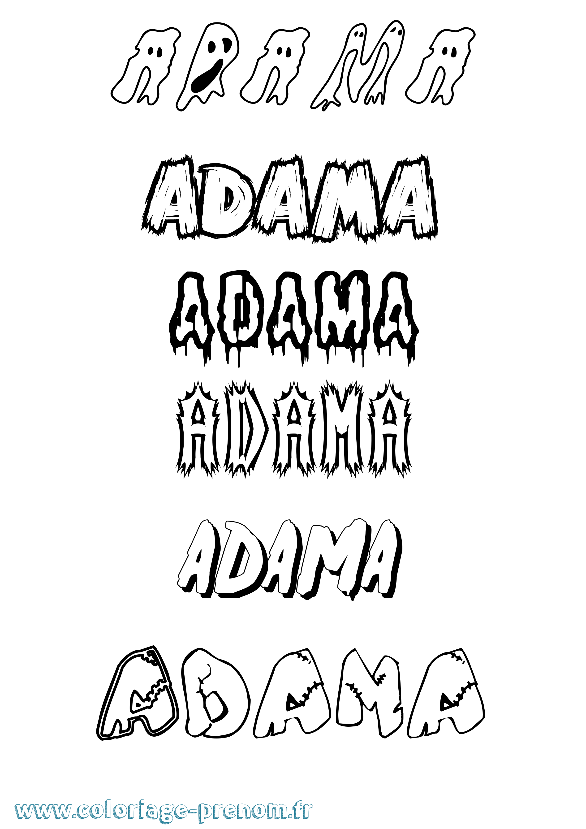 Coloriage Adama Frisson Coloriage prénom Adama Frisson