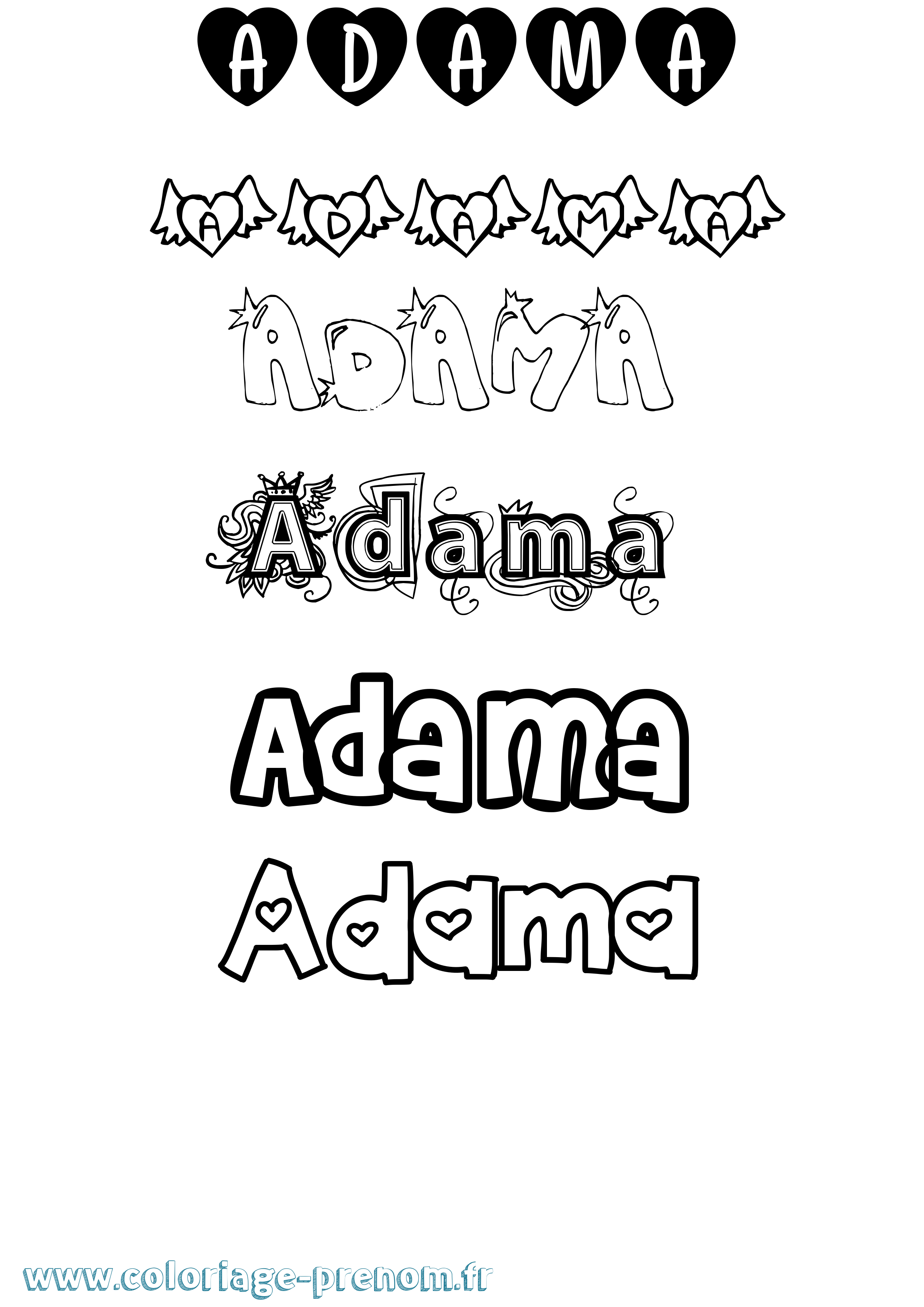 Coloriage prénom Adama Girly