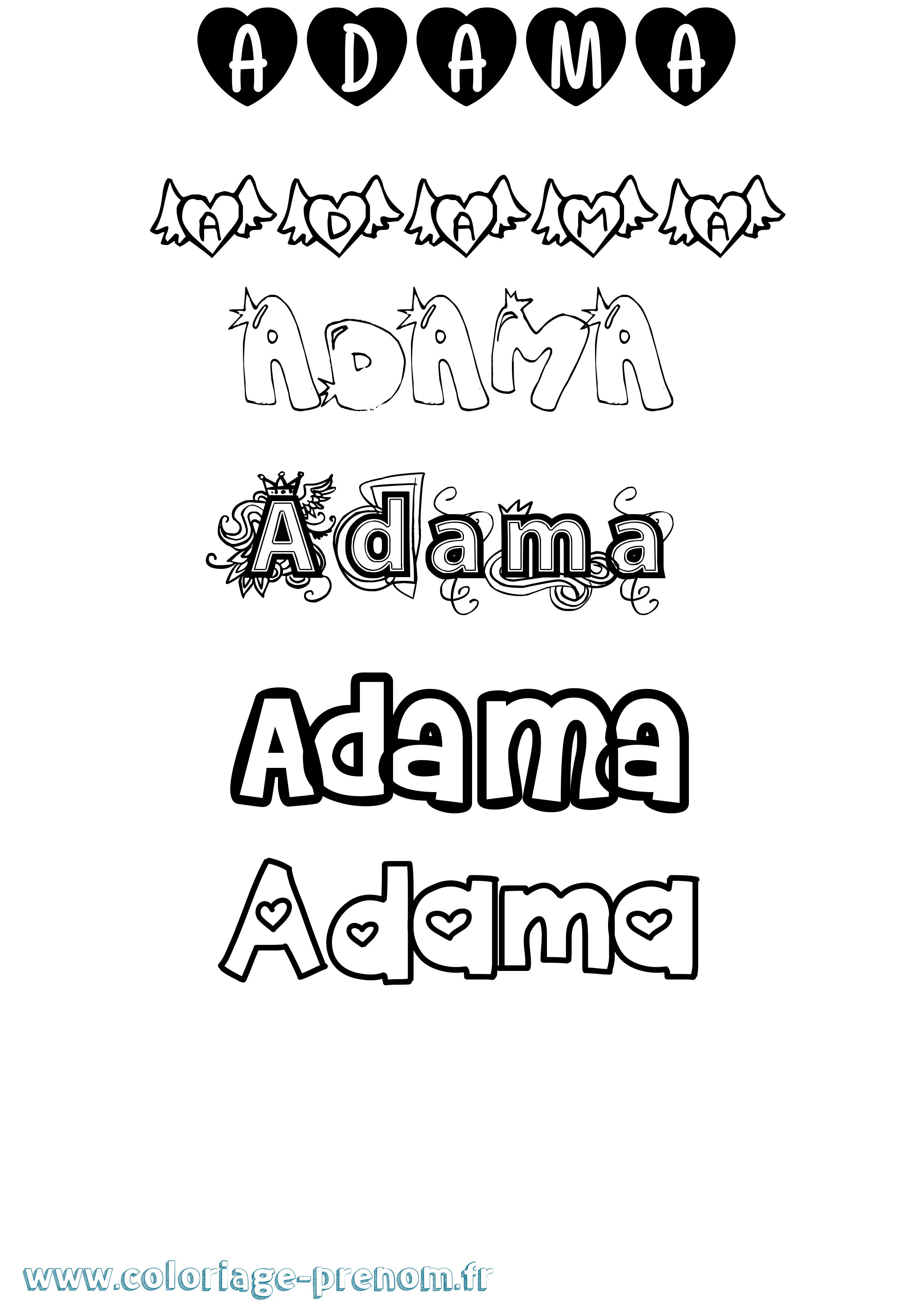 Coloriage Adama Girly Coloriage prénom Adama Girly