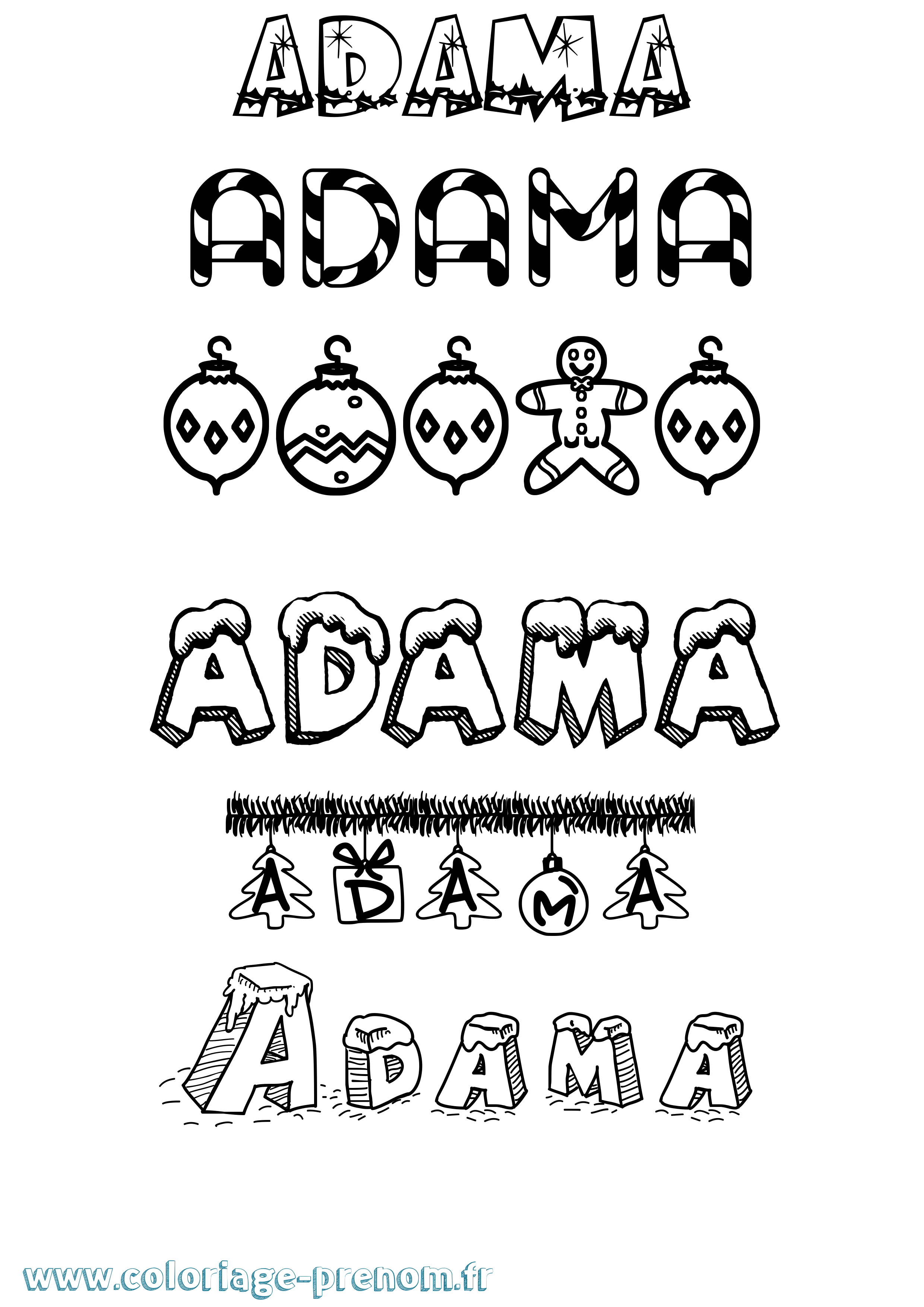 Coloriage Adama Noël Coloriage prénom Adama Noël