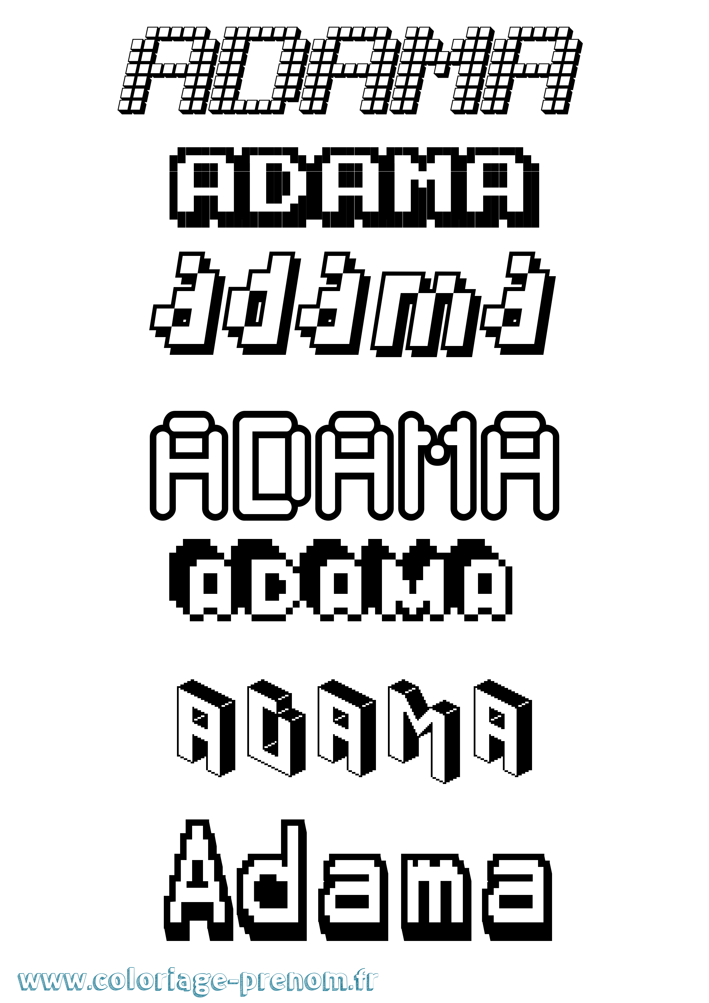 Coloriage prénom Adama Pixel
