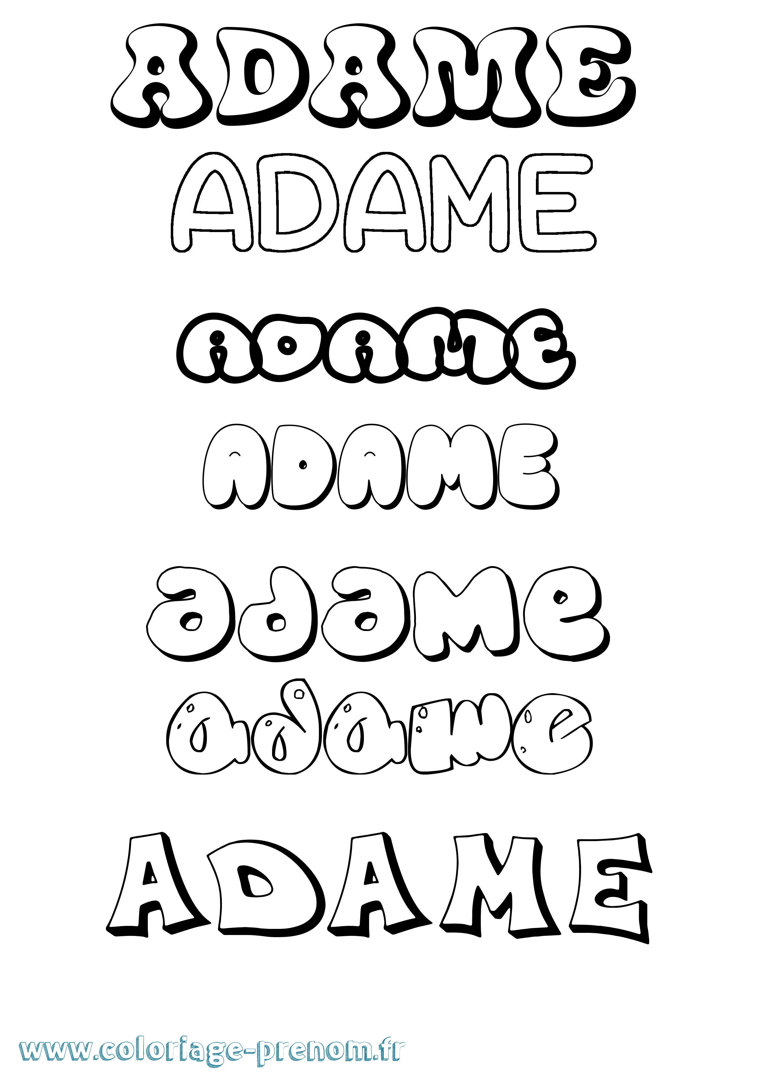 Coloriage prénom Adame Bubble