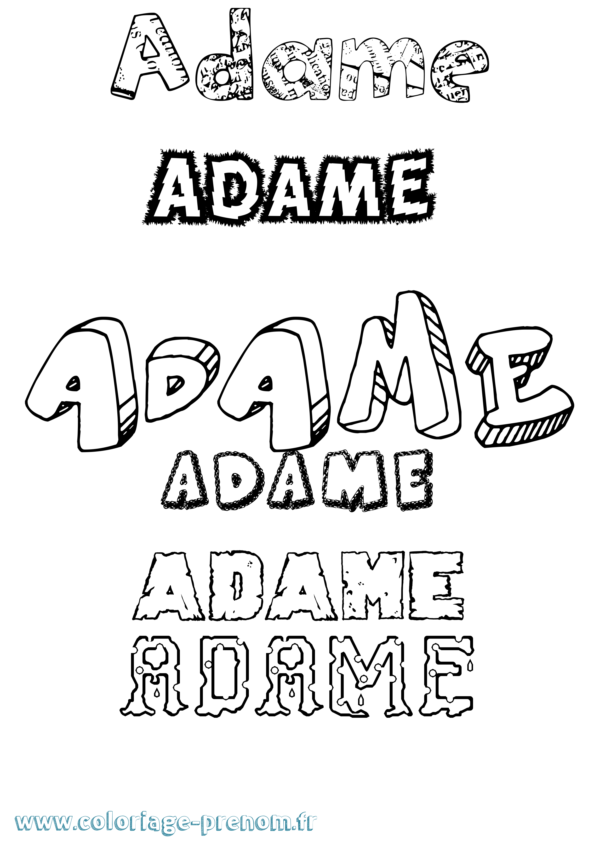 Coloriage prénom Adame Destructuré