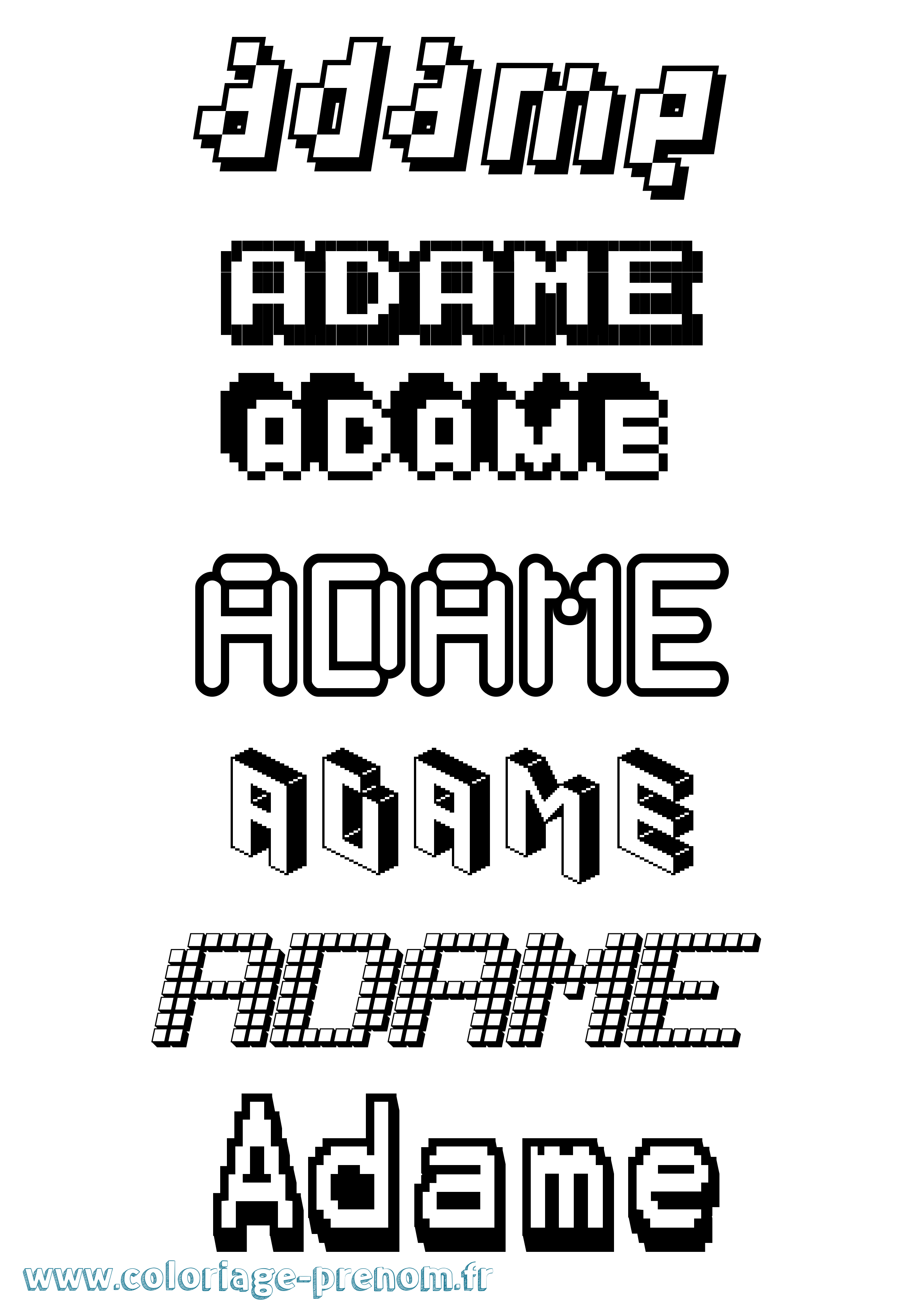 Coloriage prénom Adame Pixel