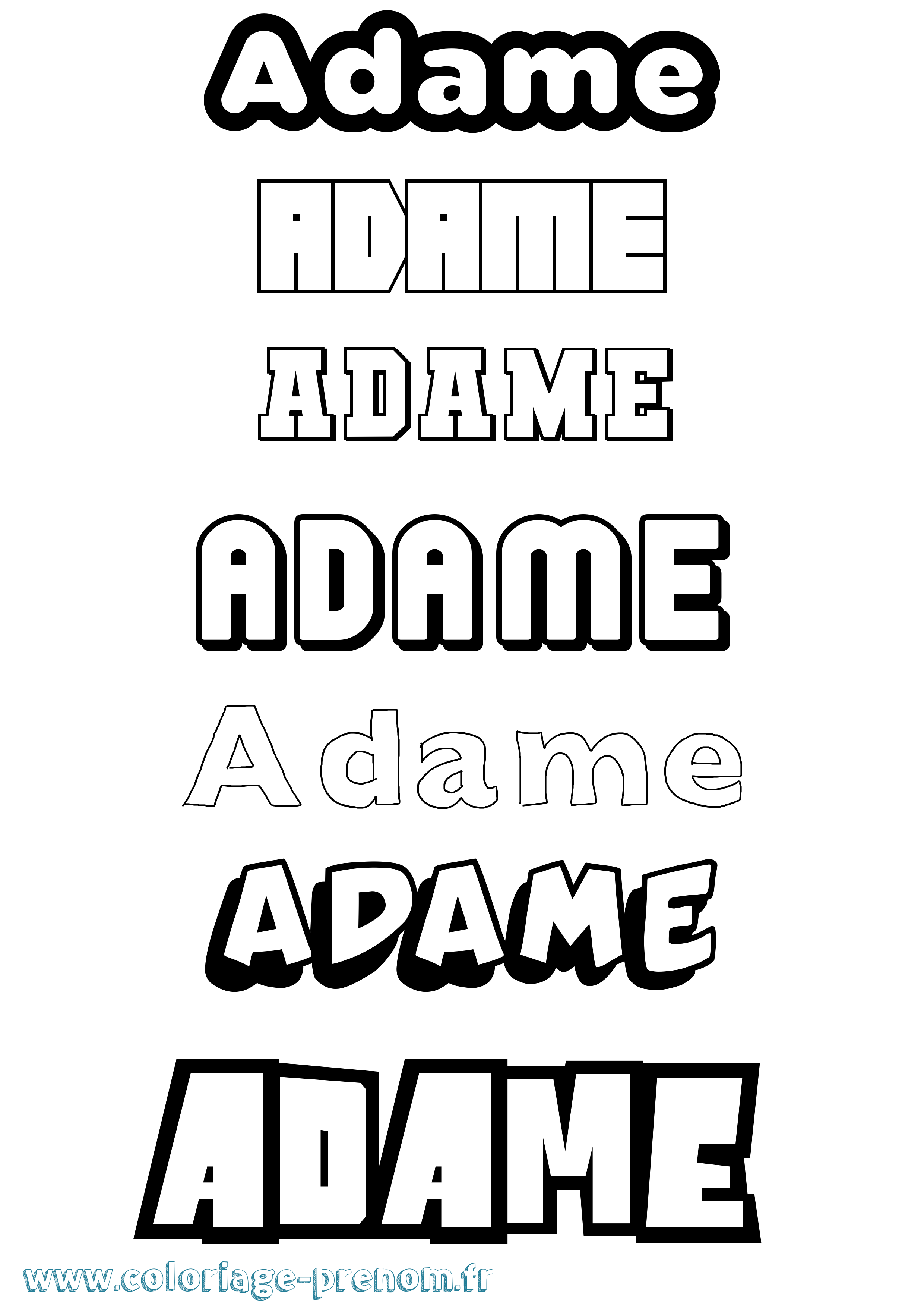 Coloriage prénom Adame Simple