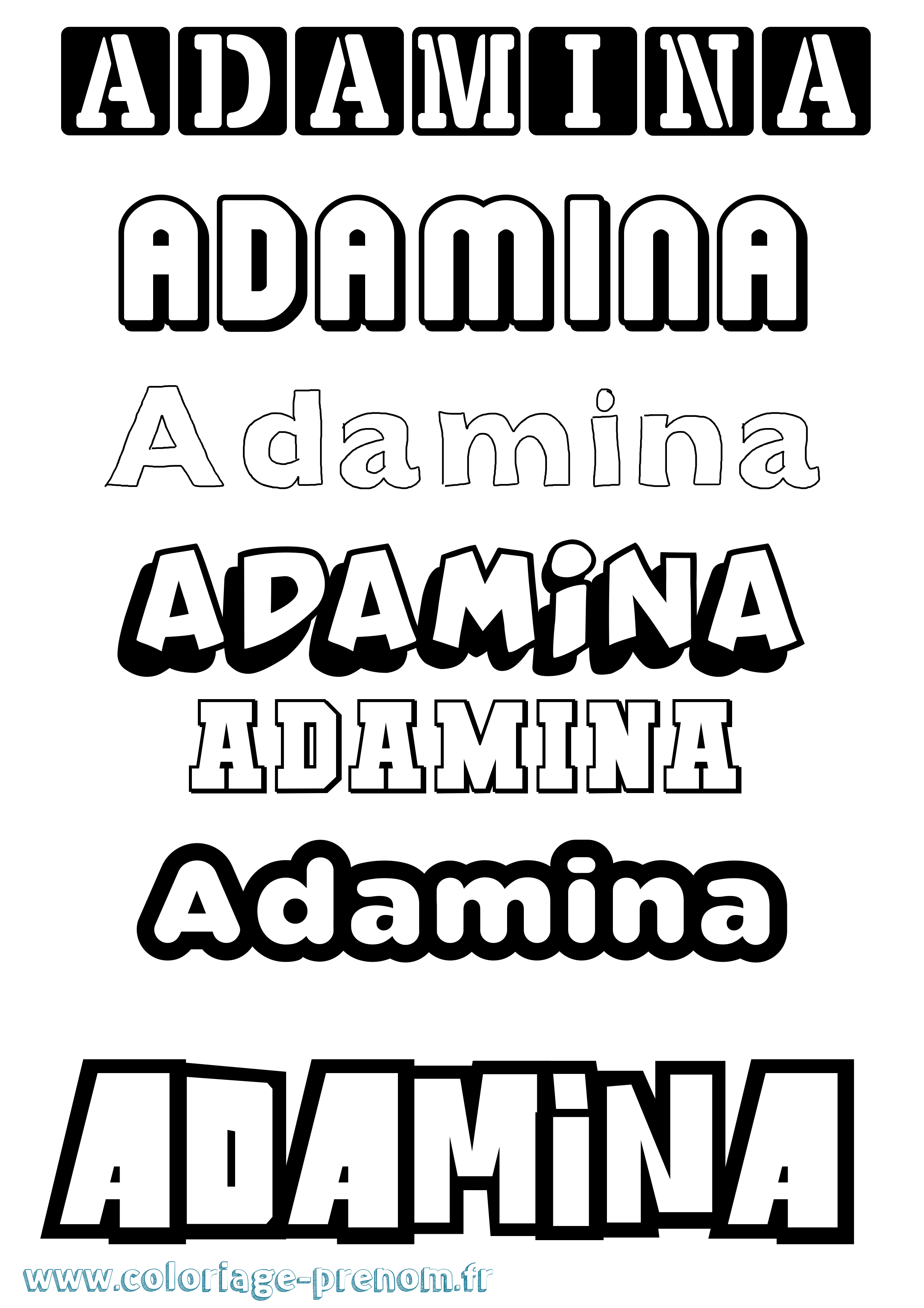 Coloriage prénom Adamina Simple