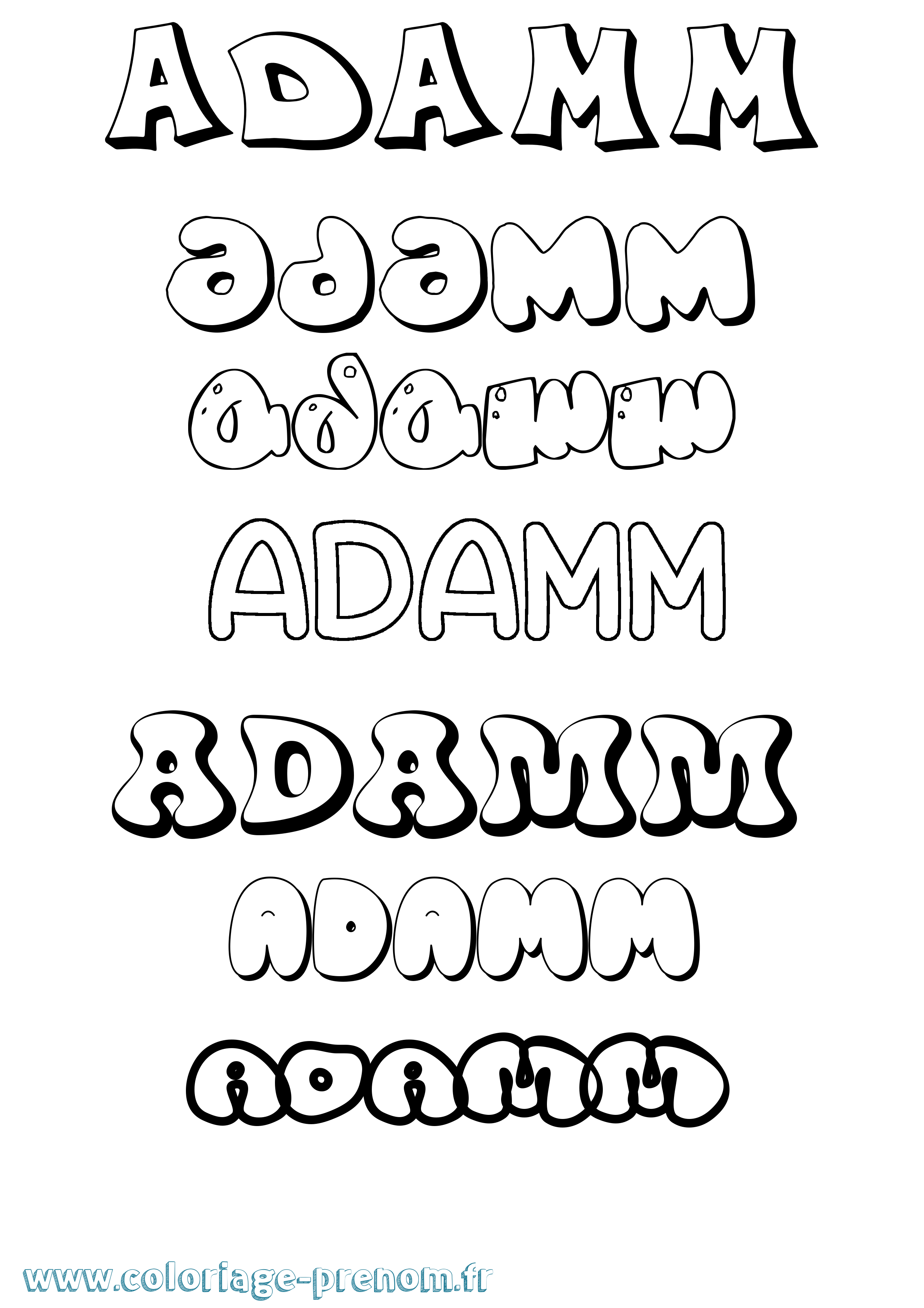 Coloriage prénom Adamm Bubble