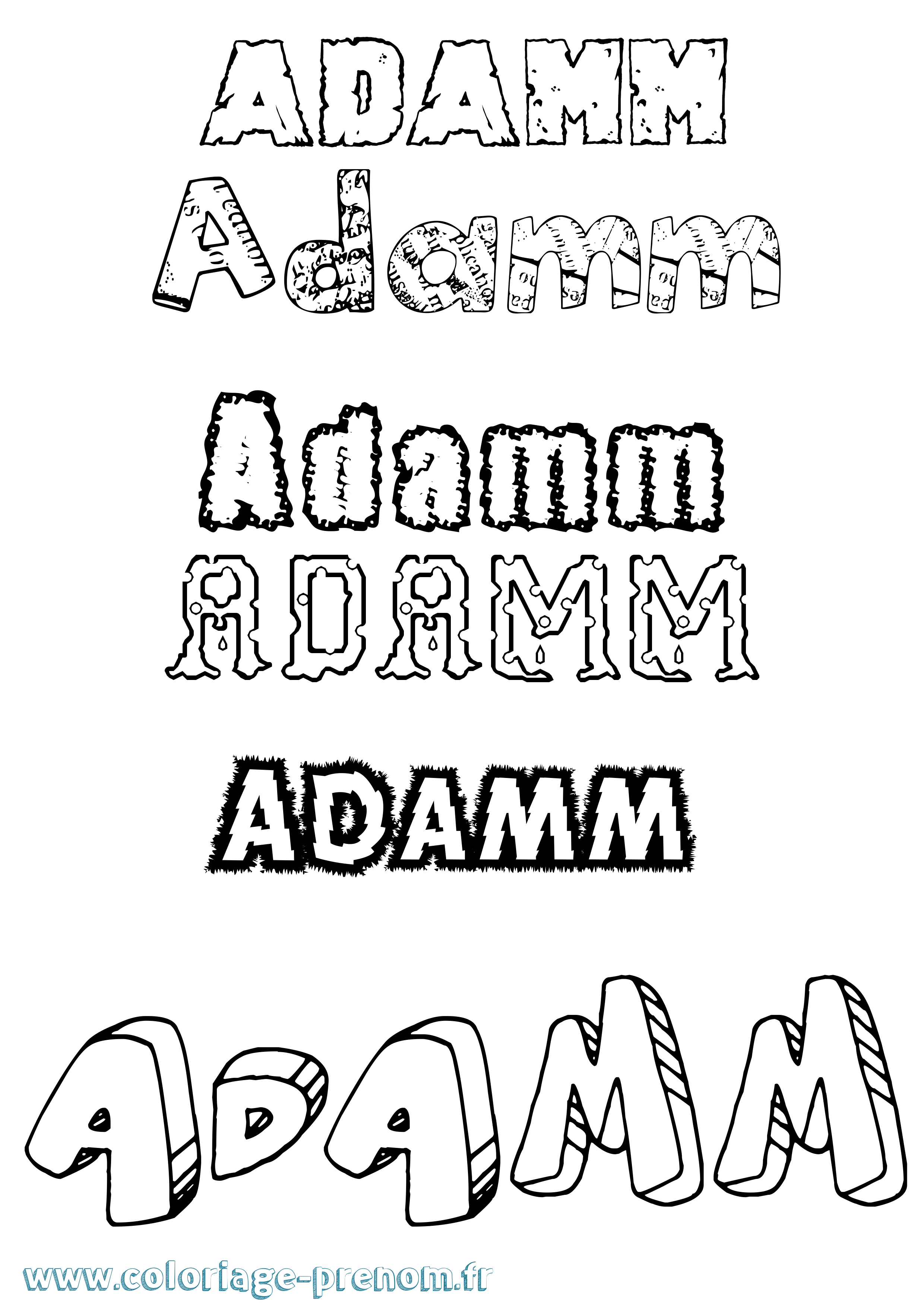 Coloriage prénom Adamm Destructuré