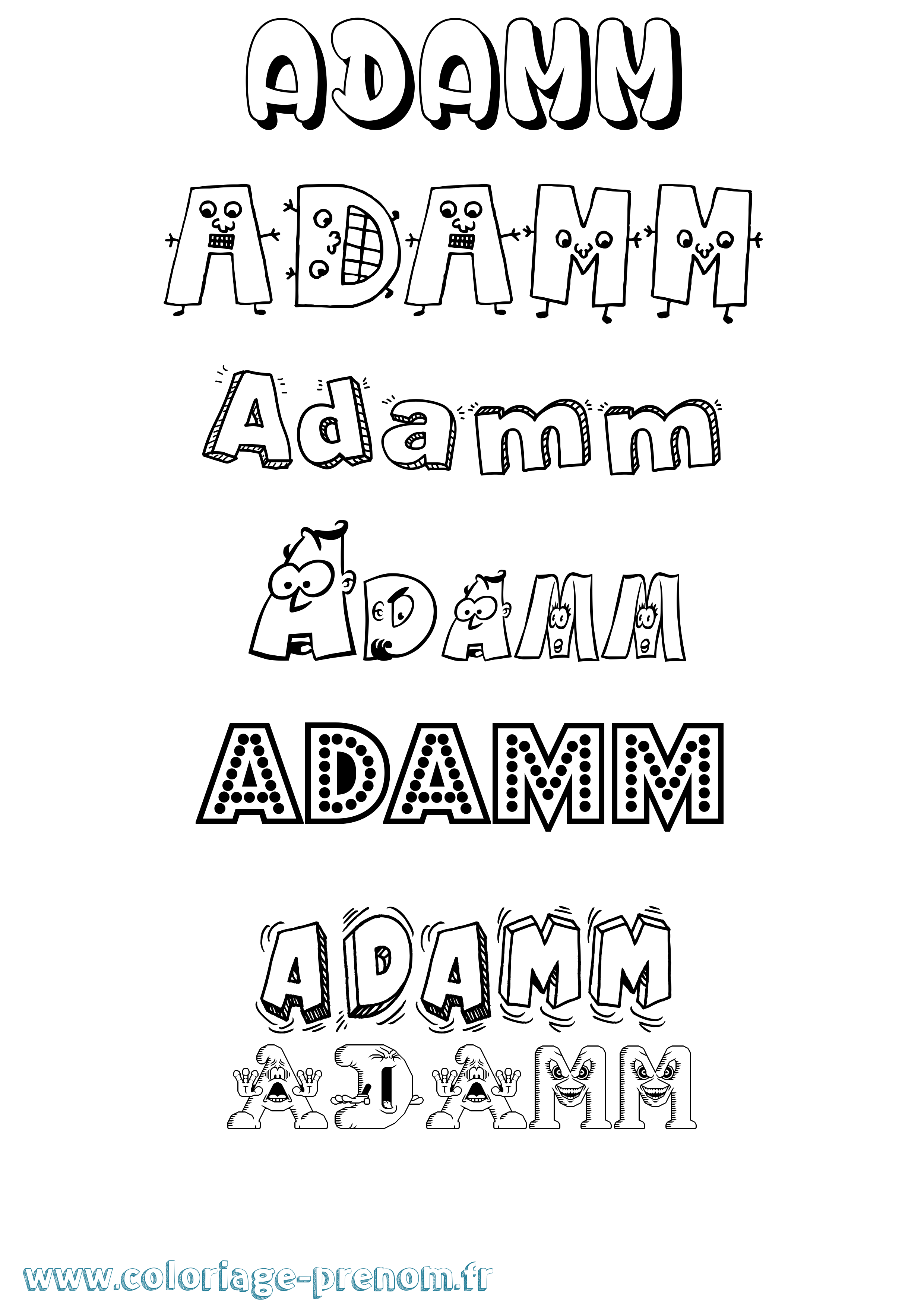 Coloriage prénom Adamm Fun