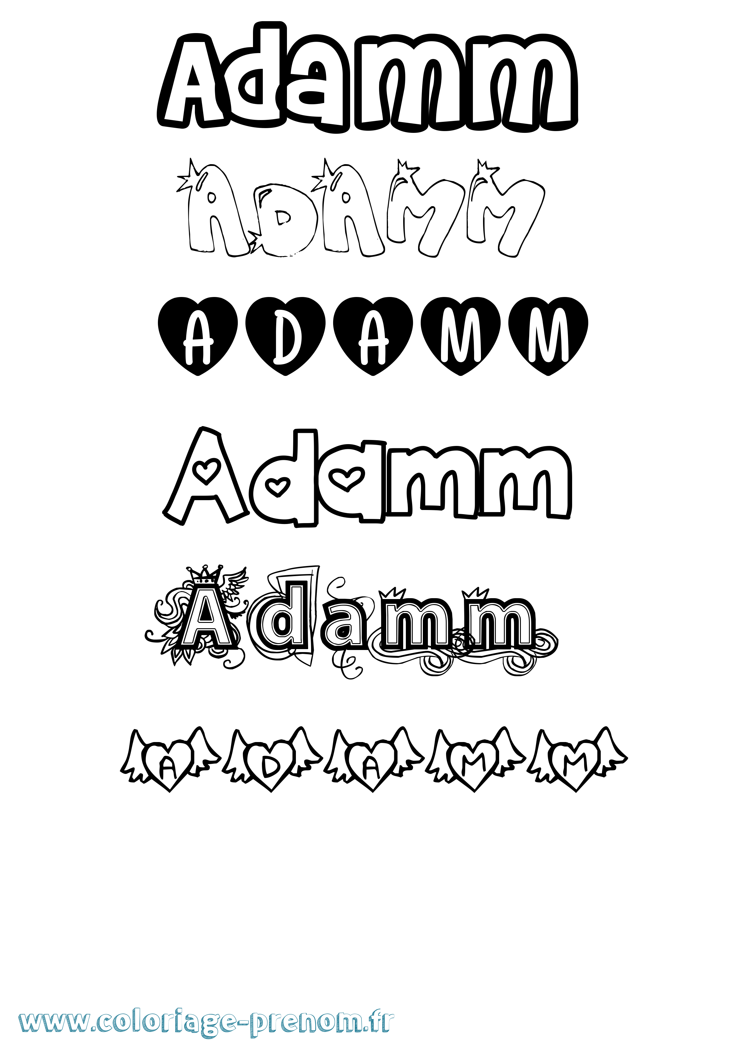 Coloriage prénom Adamm Girly