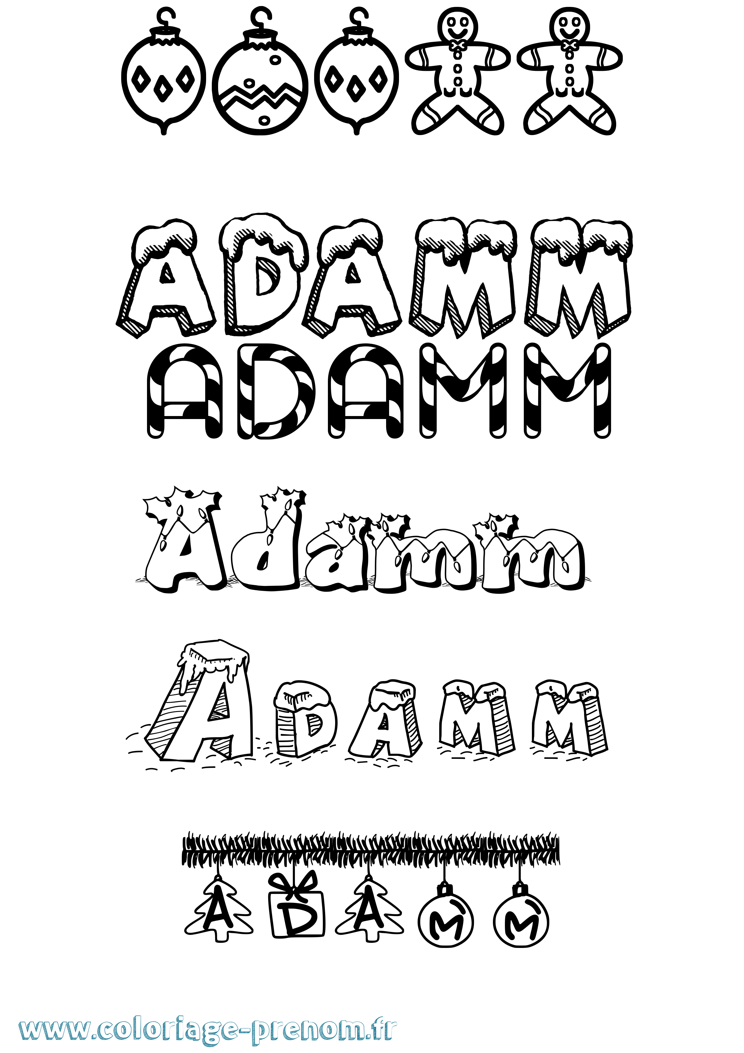 Coloriage prénom Adamm Noël