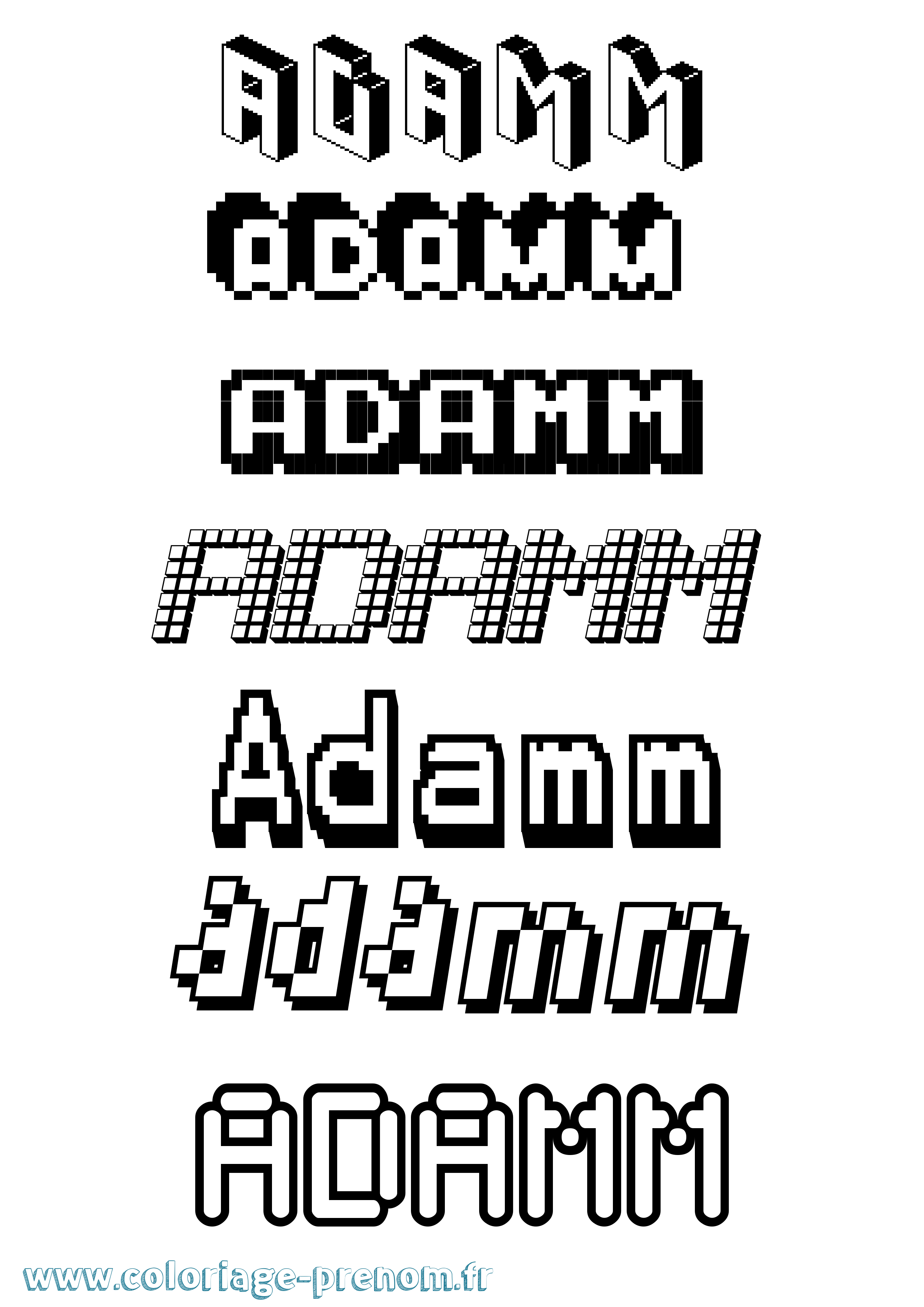 Coloriage prénom Adamm Pixel