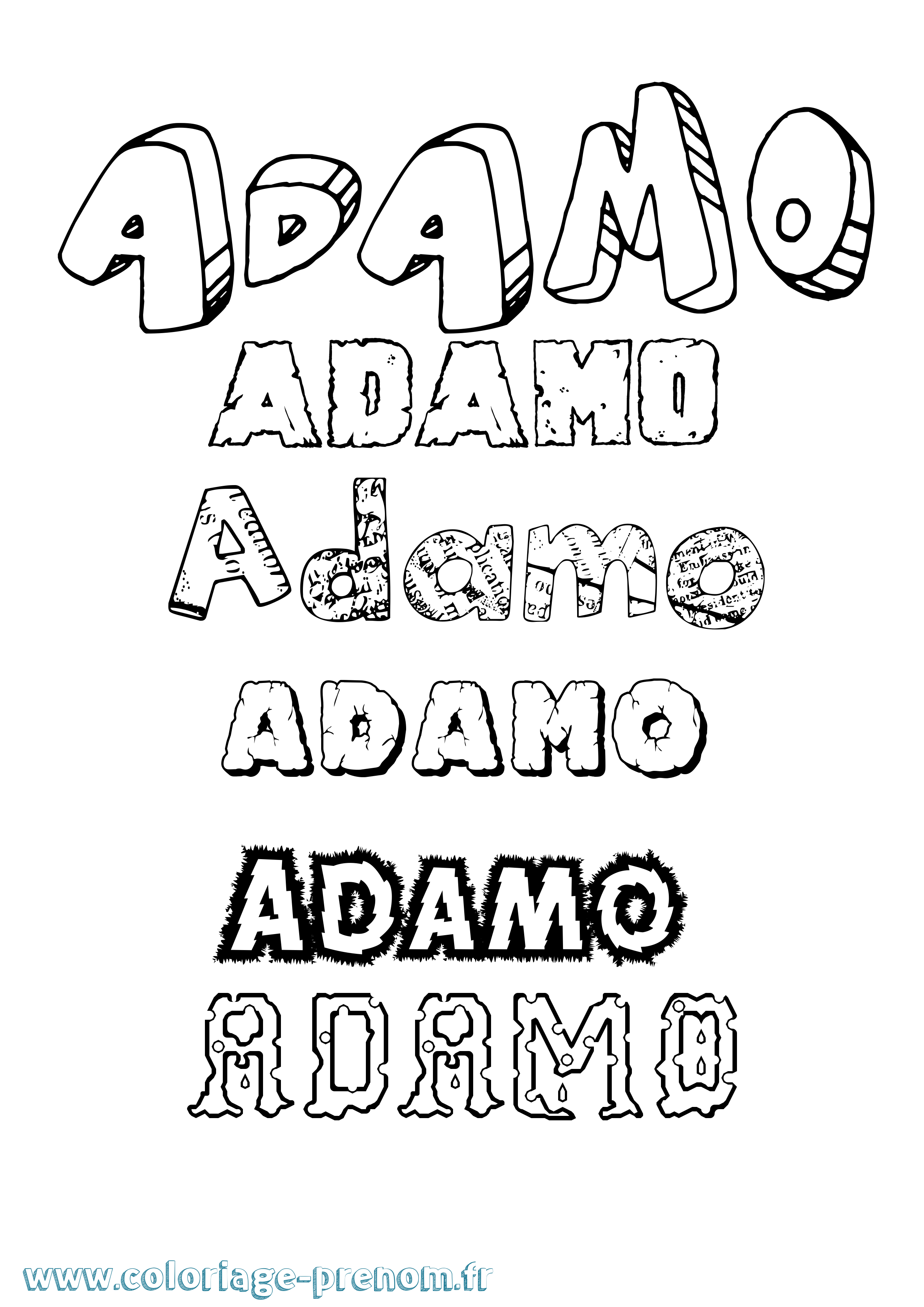 Coloriage Adamo Destructuré Coloriage prénom Adamo Destructuré