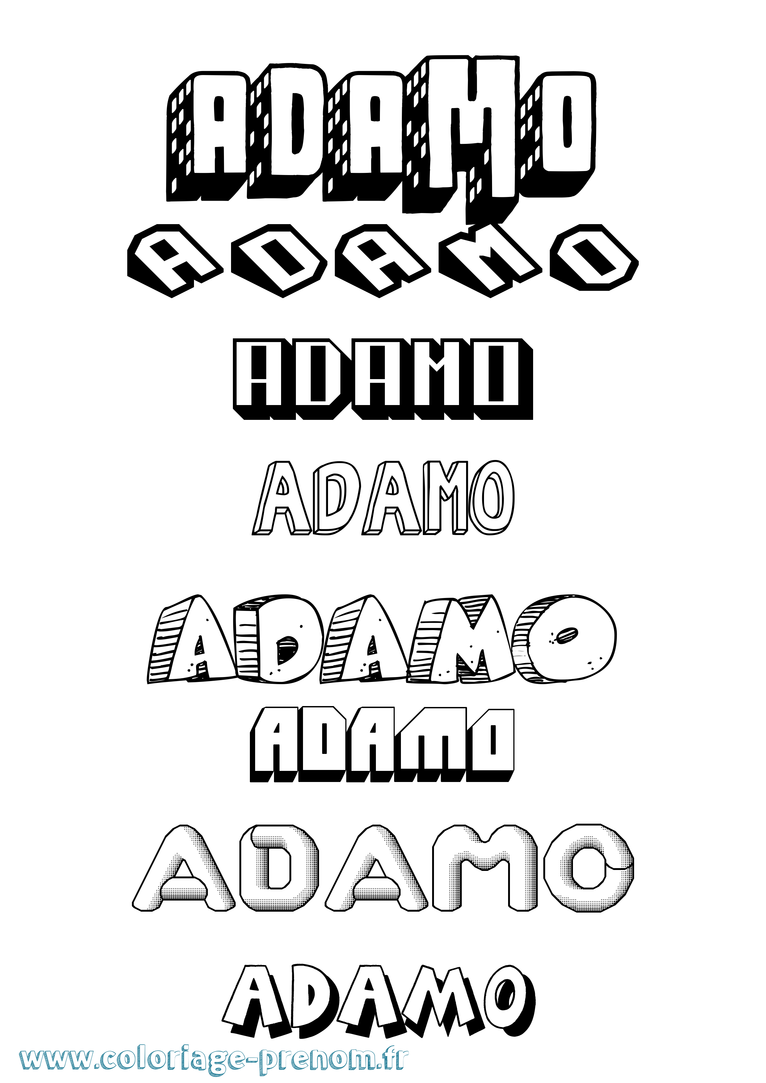 Coloriage Adamo Effet 3D Coloriage prénom Adamo Effet 3D