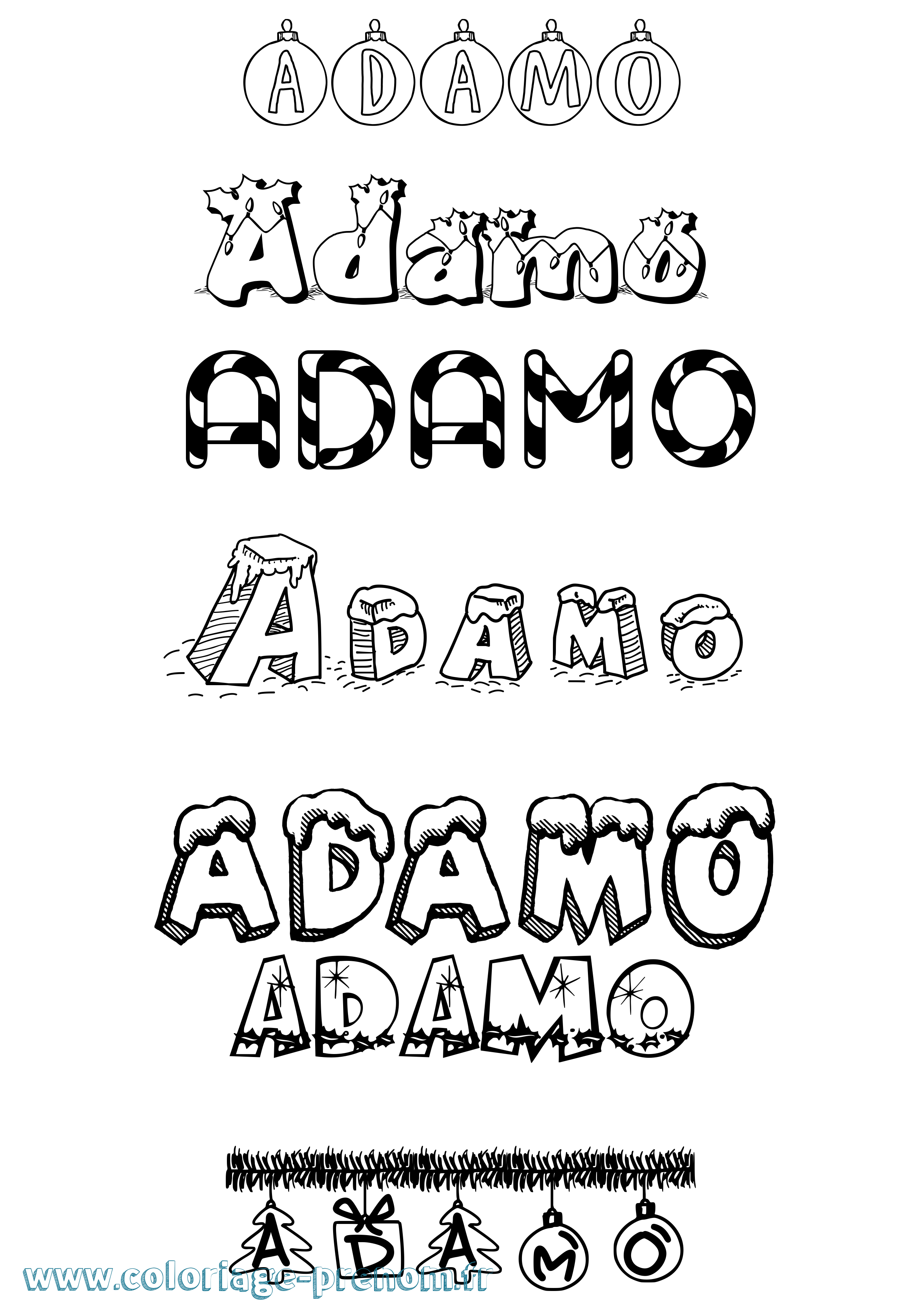 Coloriage Adamo Noël Coloriage prénom Adamo Noël
