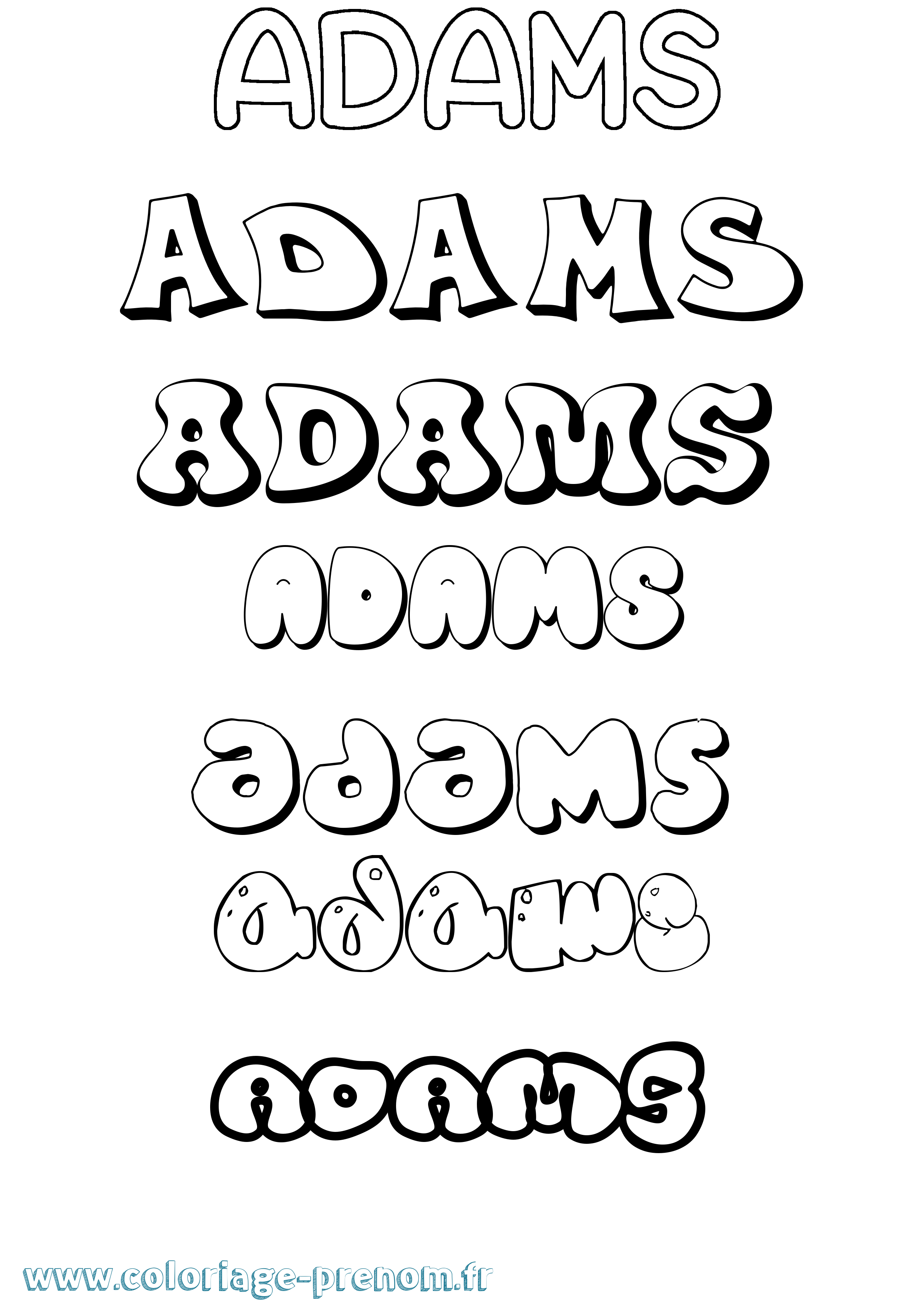 Coloriage prénom Adams Bubble