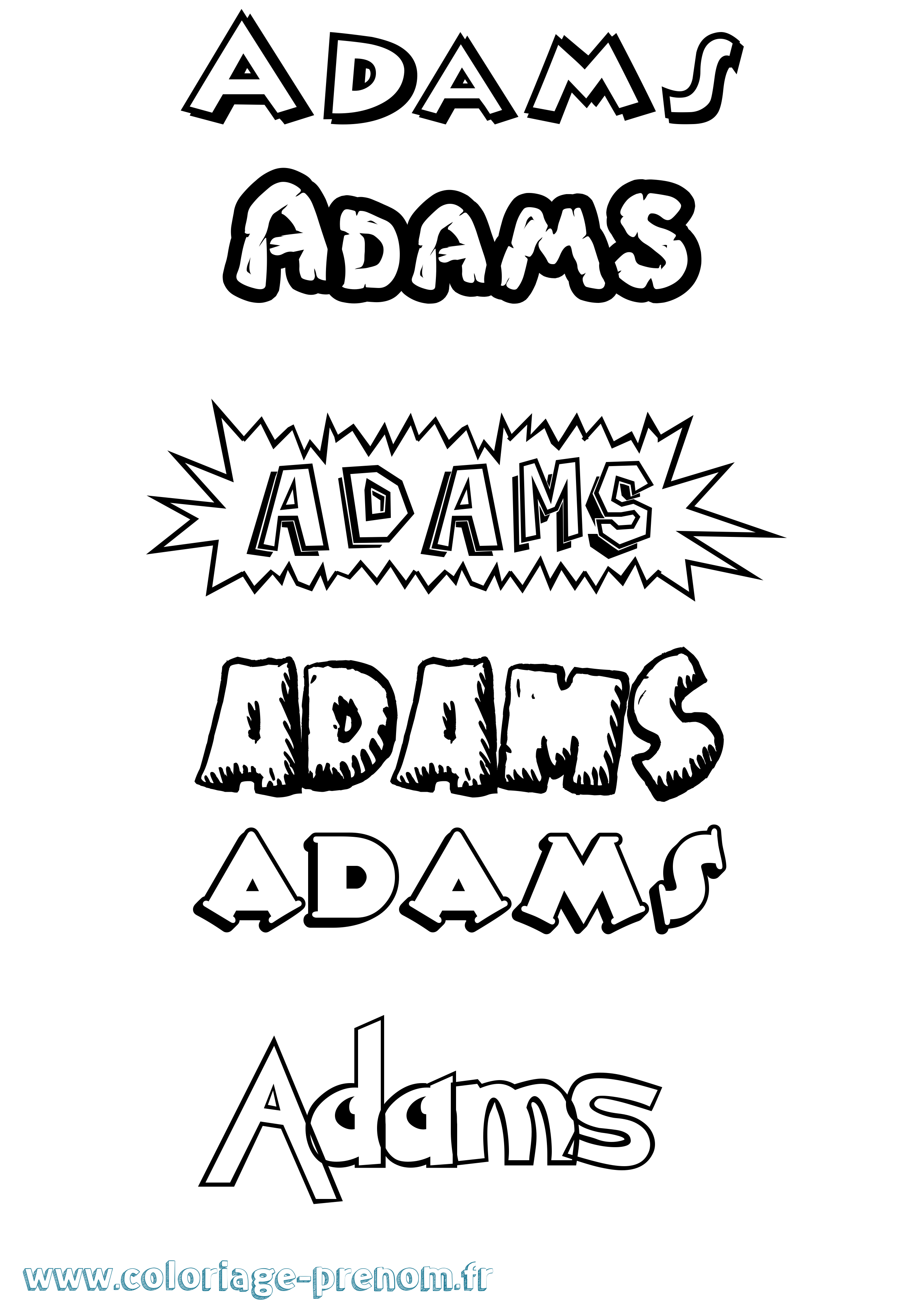 Coloriage prénom Adams Dessin Animé