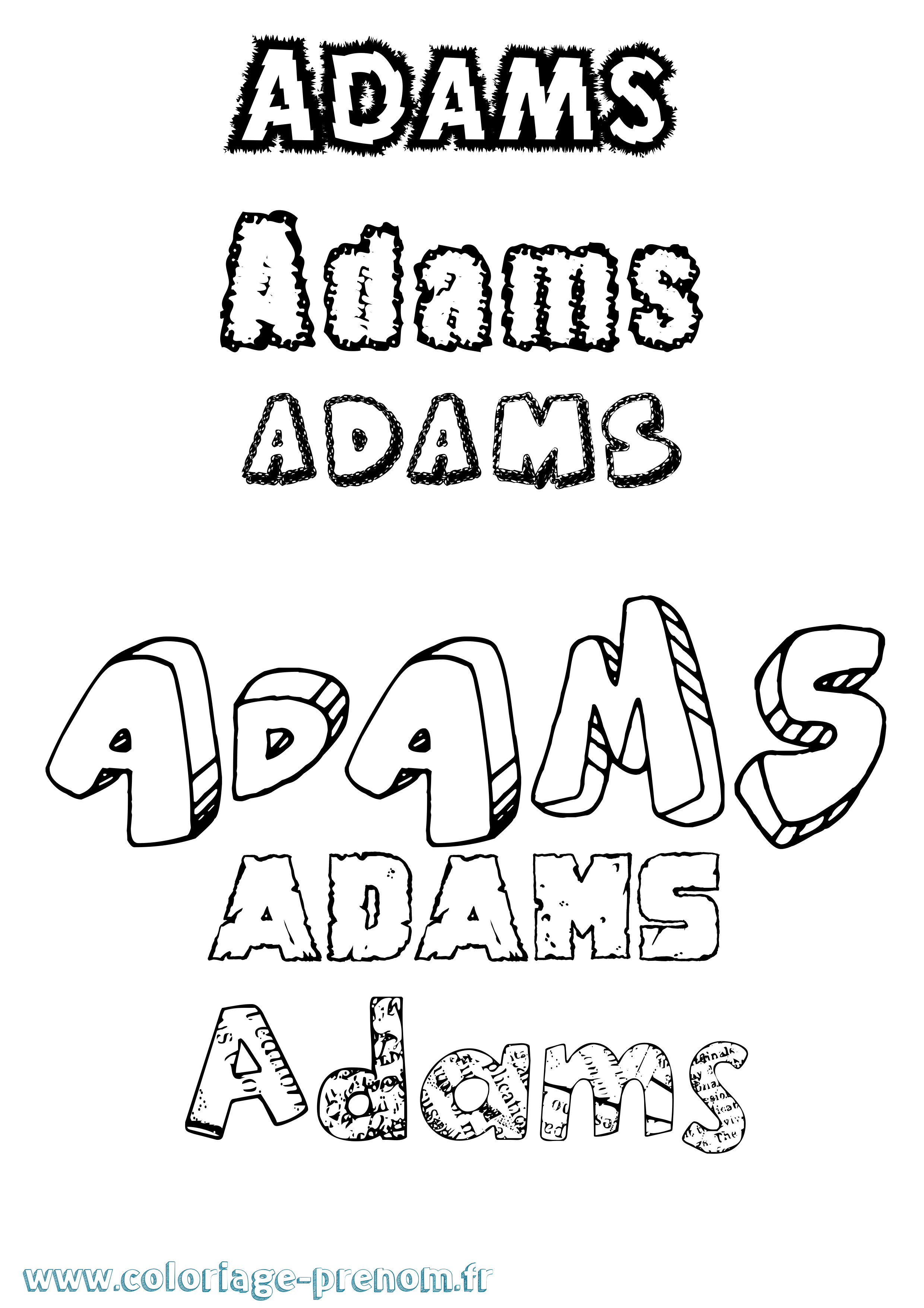 Coloriage prénom Adams Destructuré