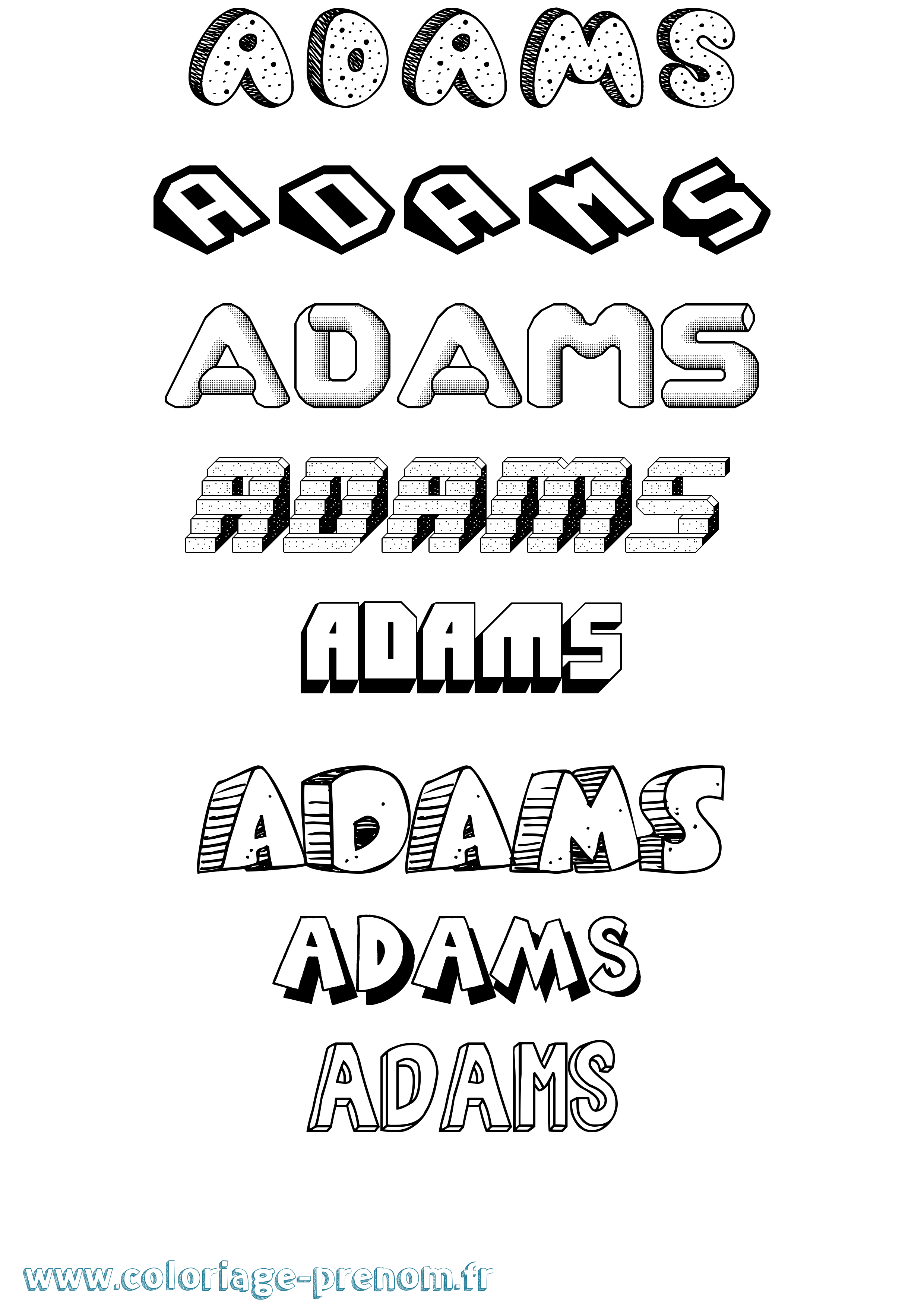 Coloriage prénom Adams Effet 3D