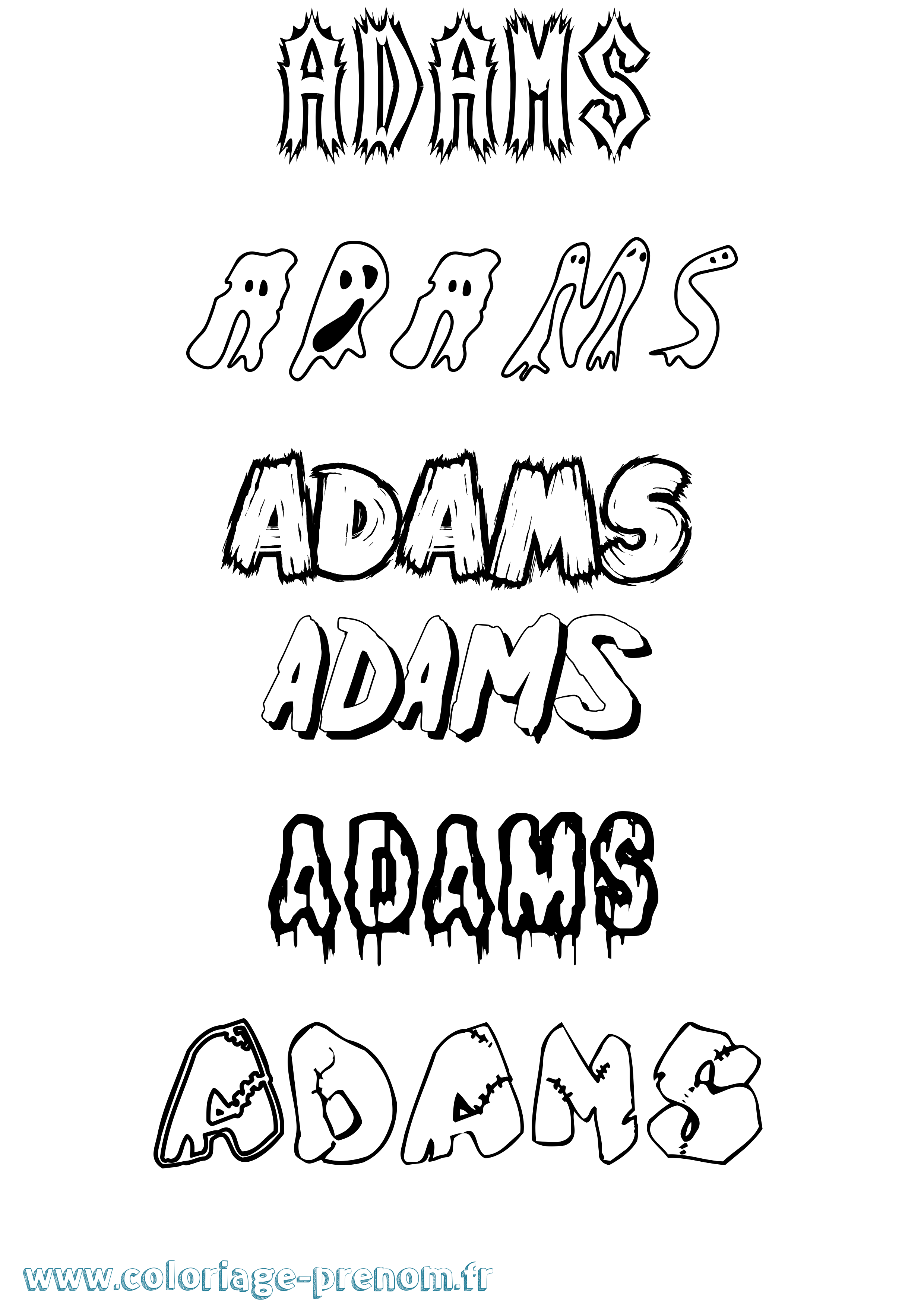 Coloriage Adams Frisson Coloriage prénom Adams Frisson