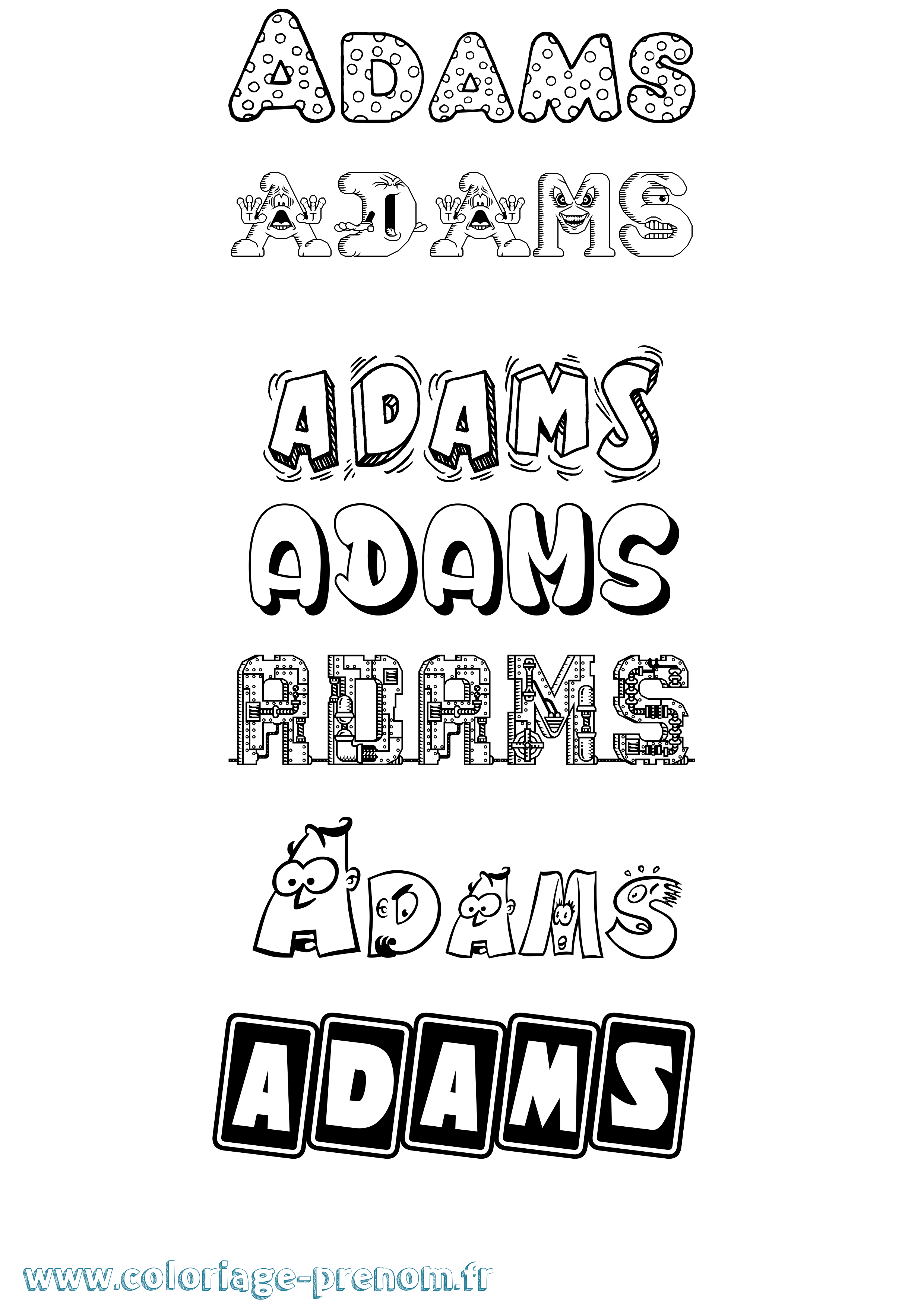 Coloriage prénom Adams Fun