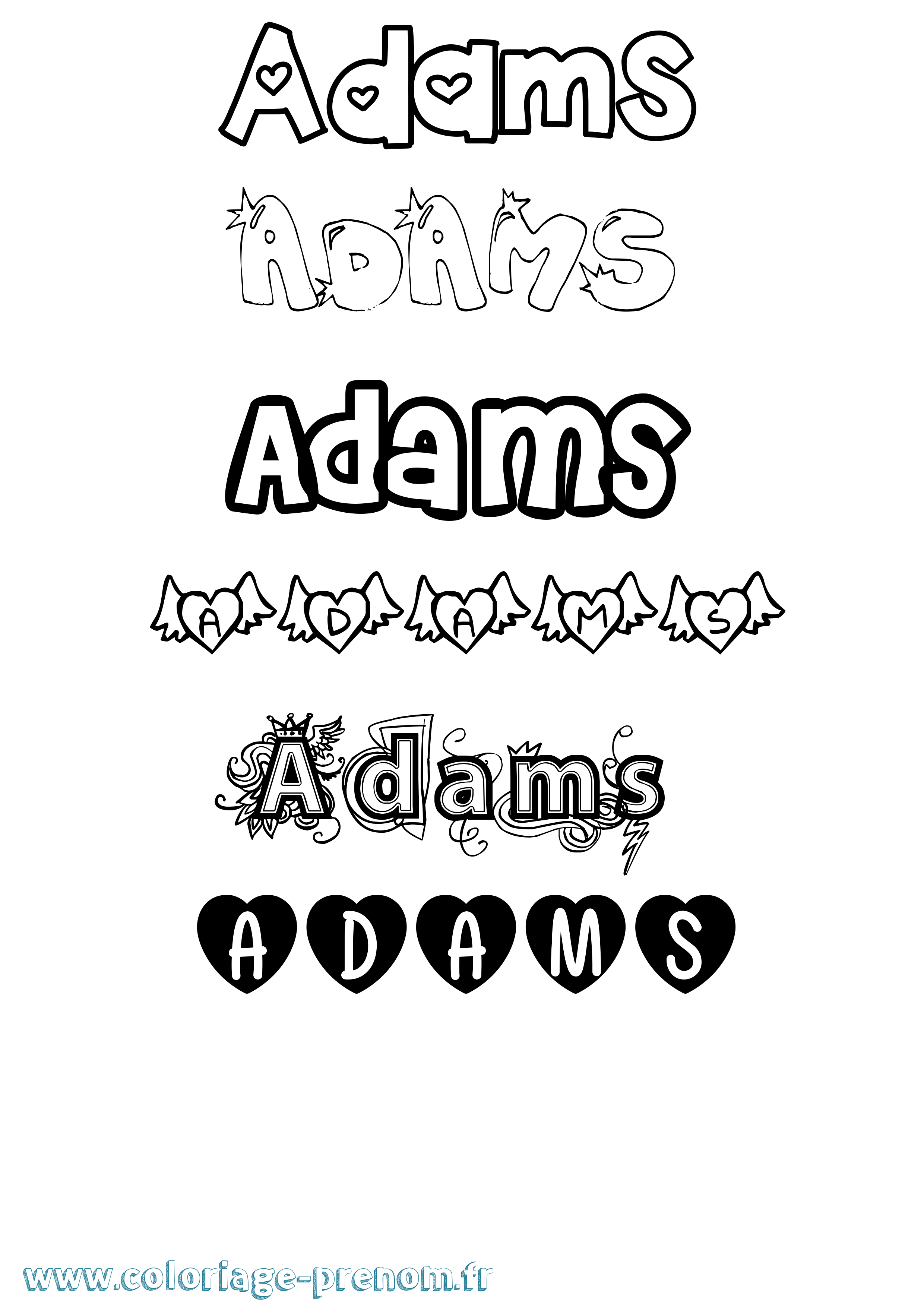 Coloriage Adams Girly Coloriage prénom Adams Girly