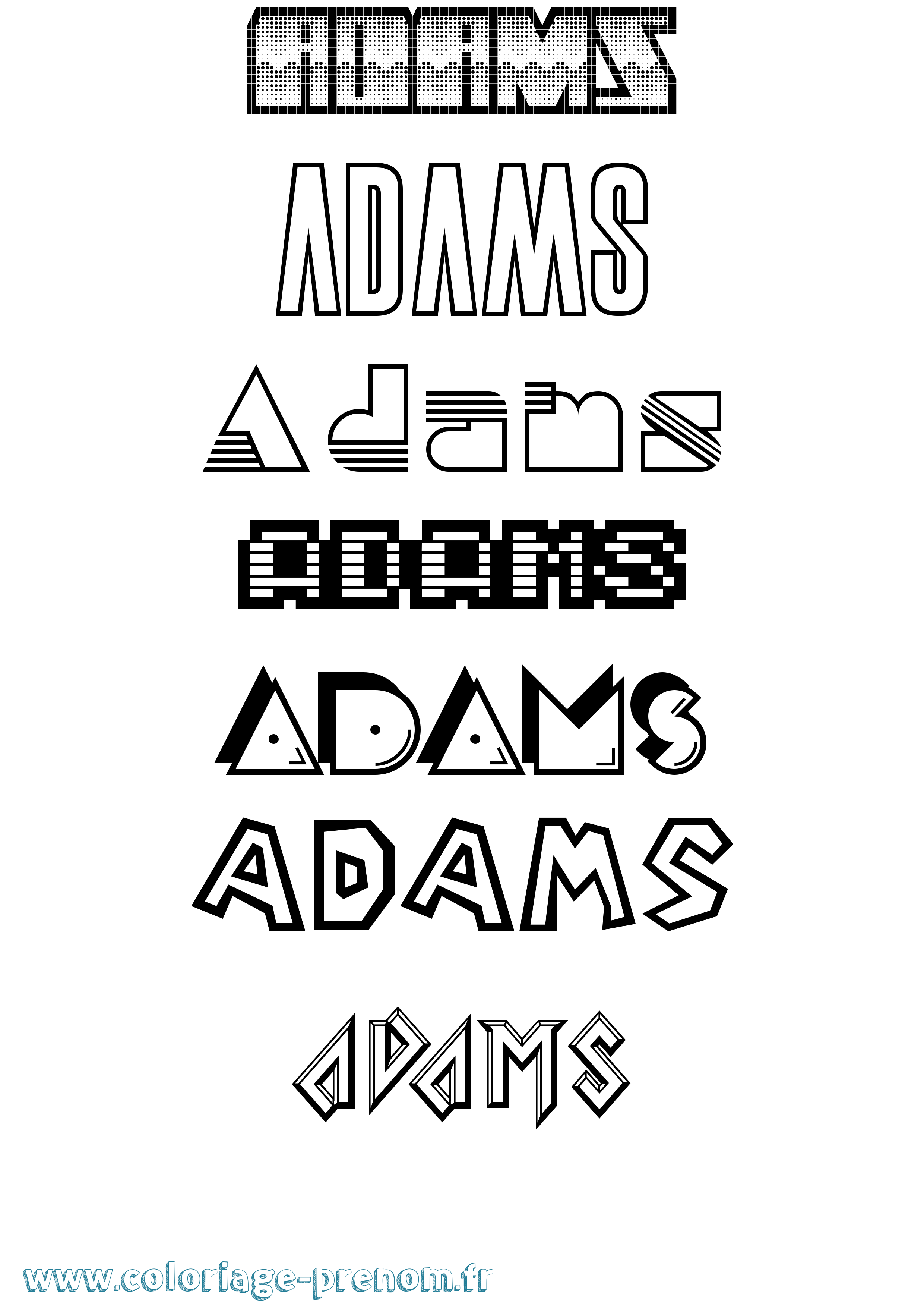 Coloriage Adams Jeux Vidéos Coloriage prénom Adams Jeux Vidéos