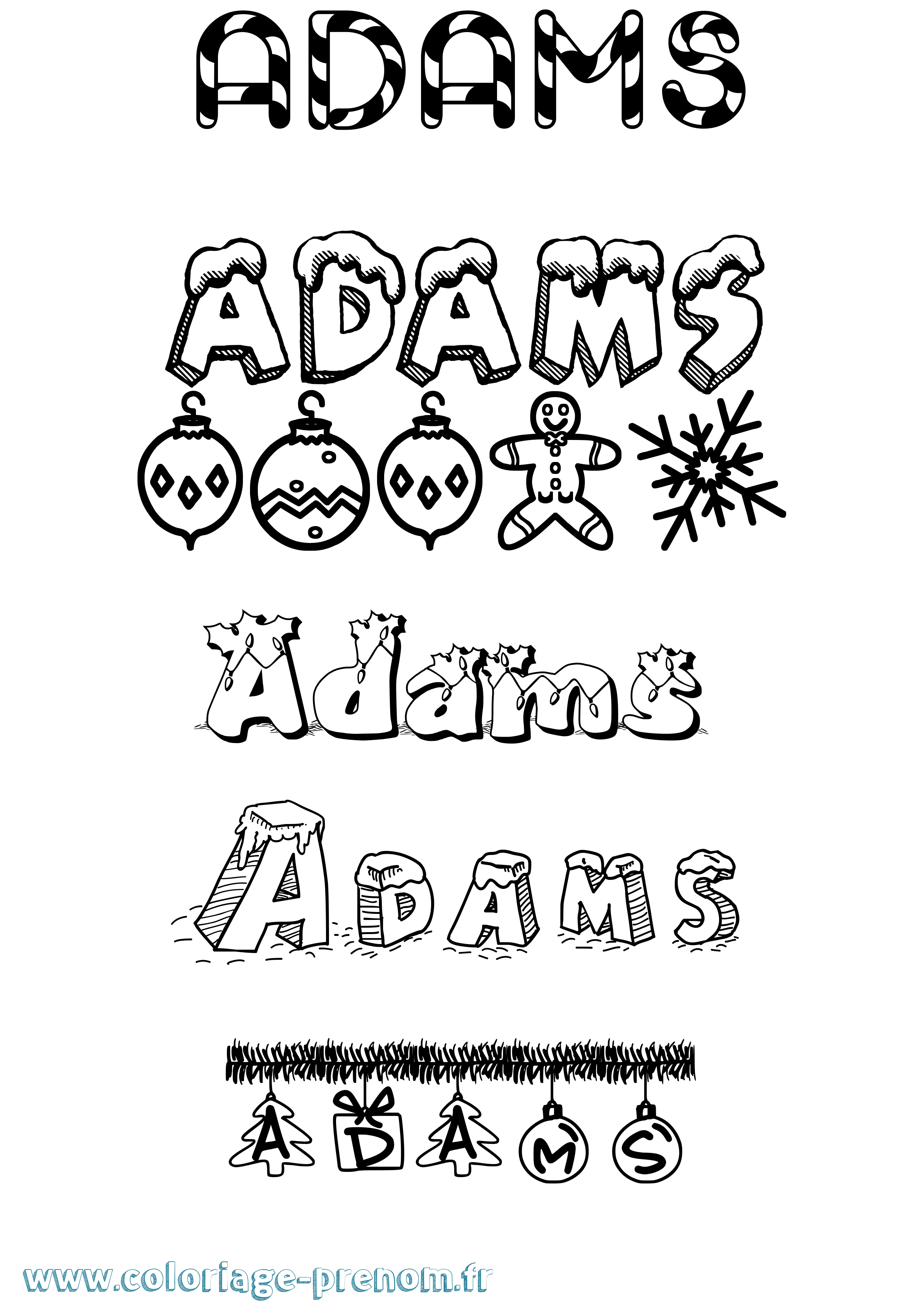 Coloriage Adams Noël Coloriage prénom Adams Noël
