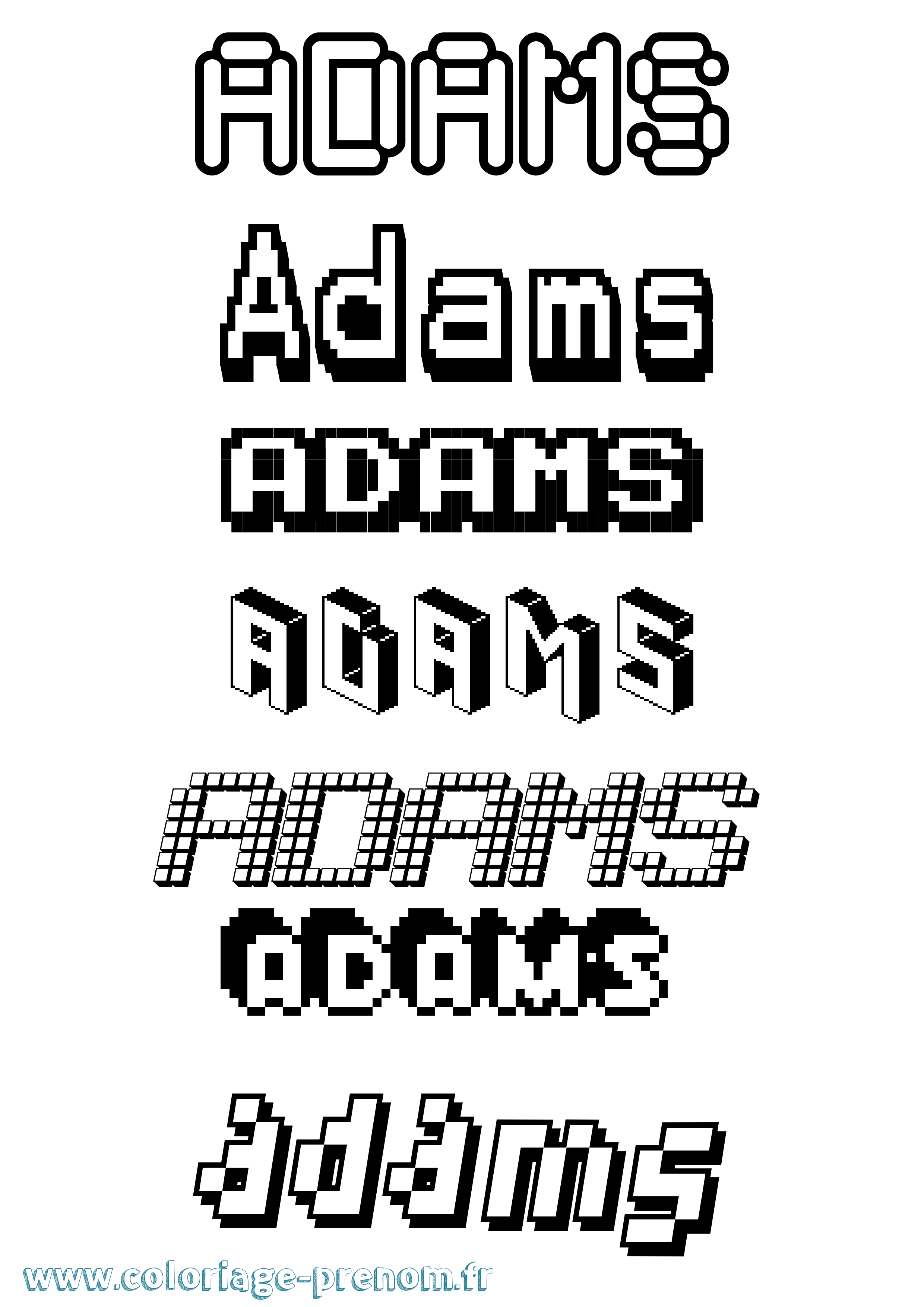 Coloriage Adams Pixel Coloriage prénom Adams Pixel