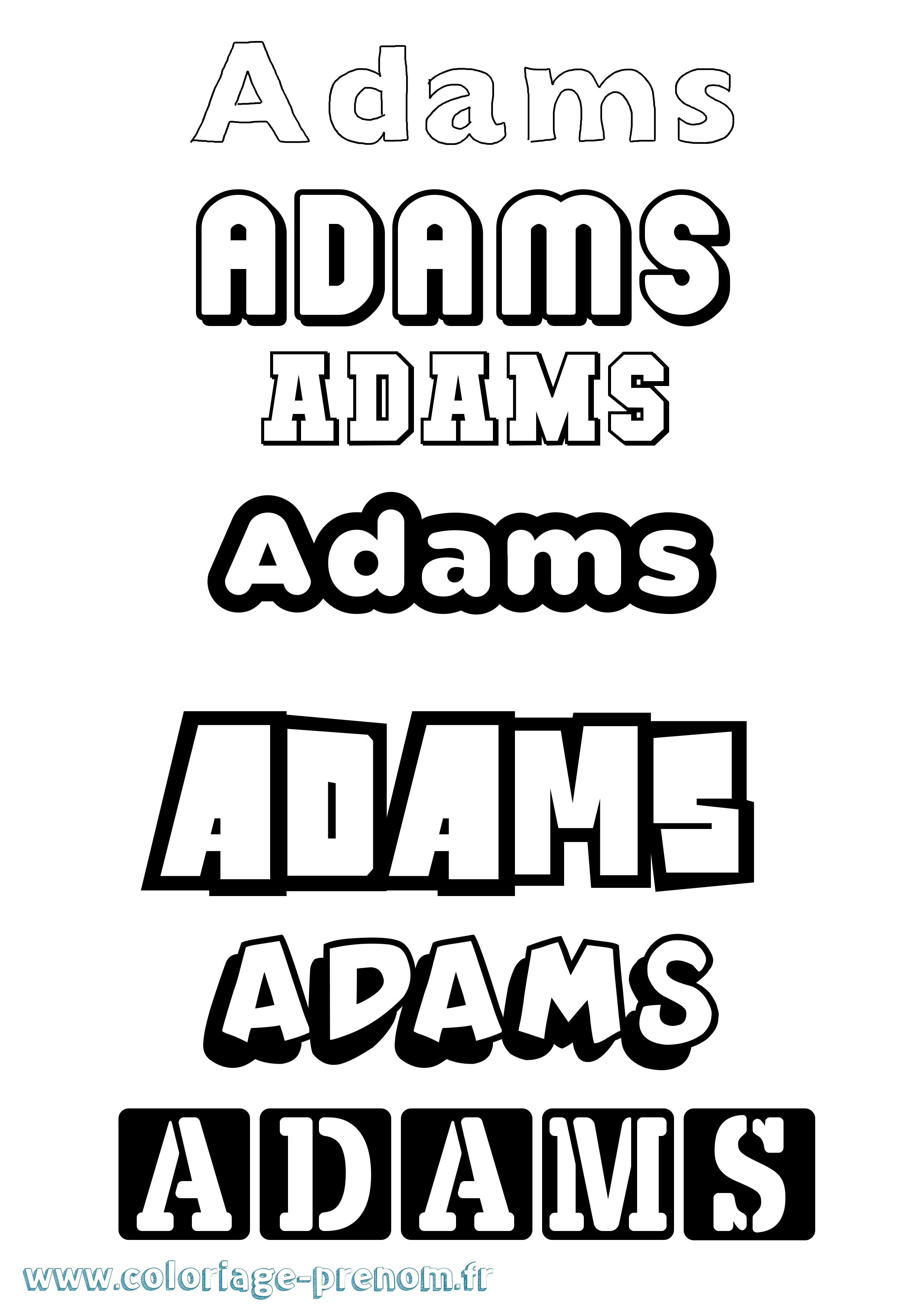 Coloriage prénom Adams Simple