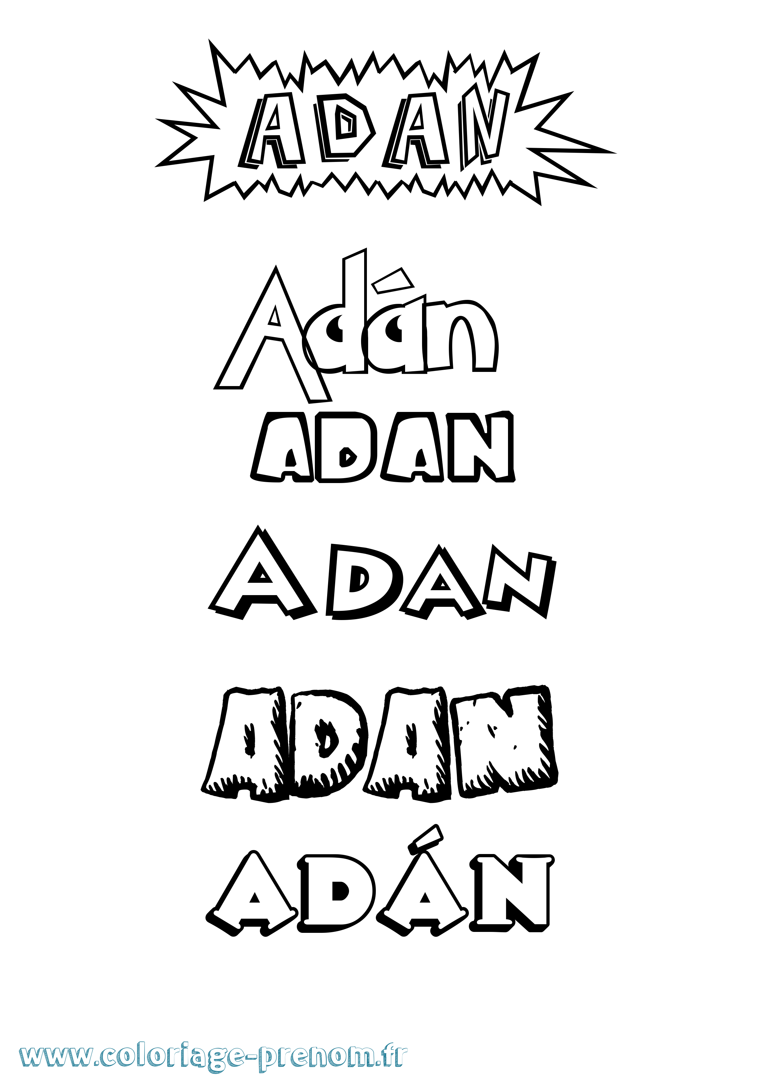 Coloriage prénom Adán Dessin Animé