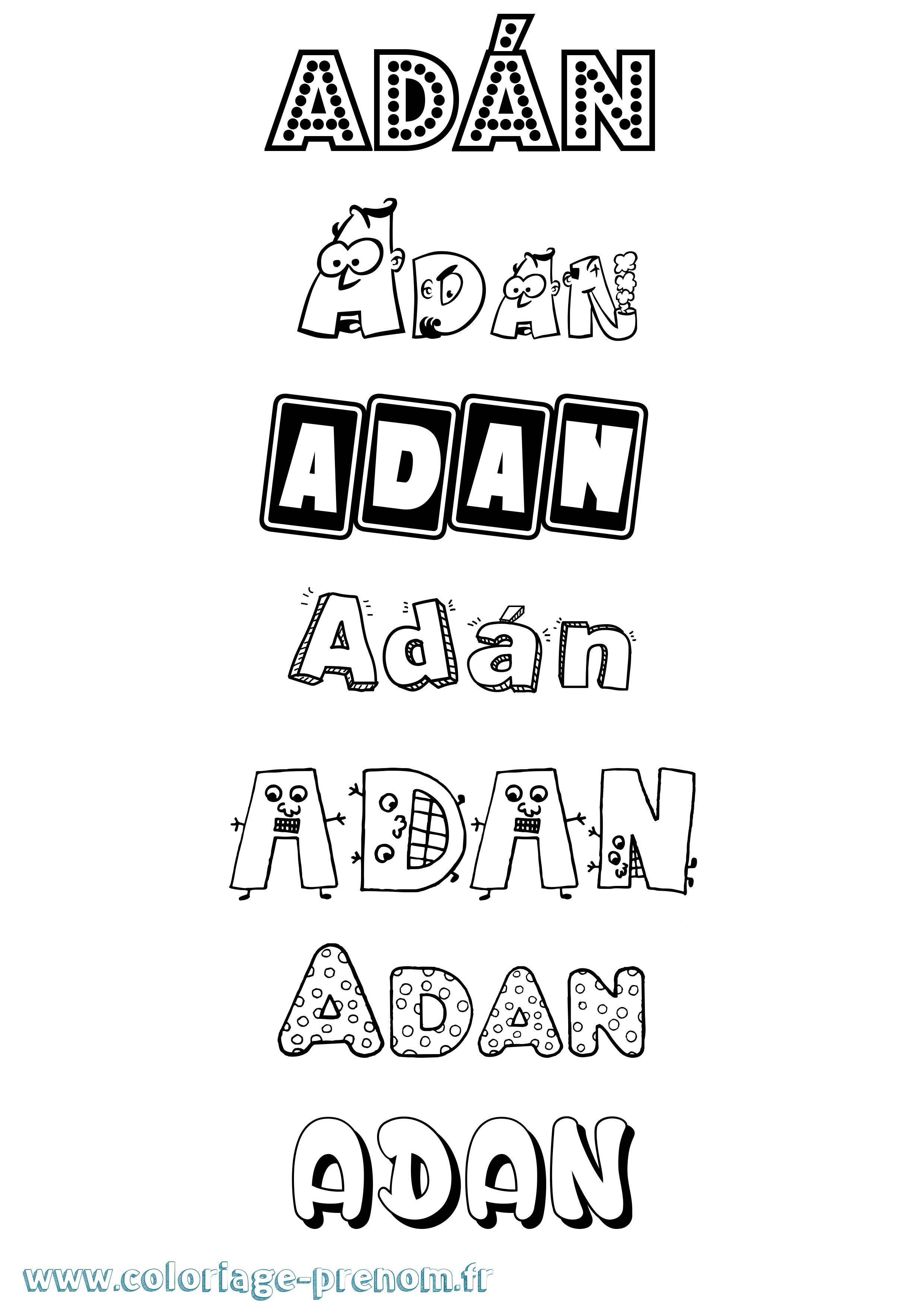 Coloriage prénom Adán Fun