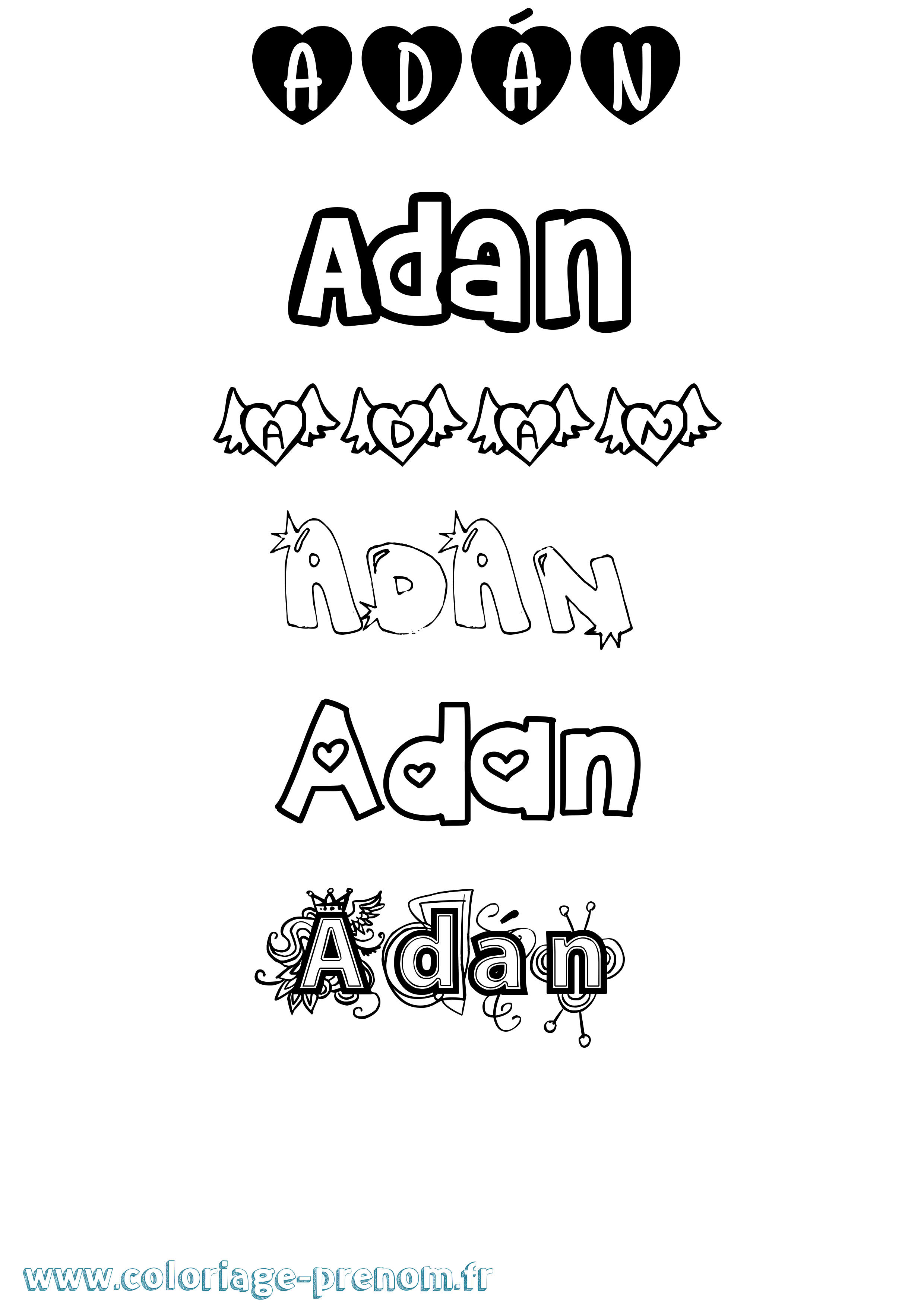 Coloriage prénom Adán Girly