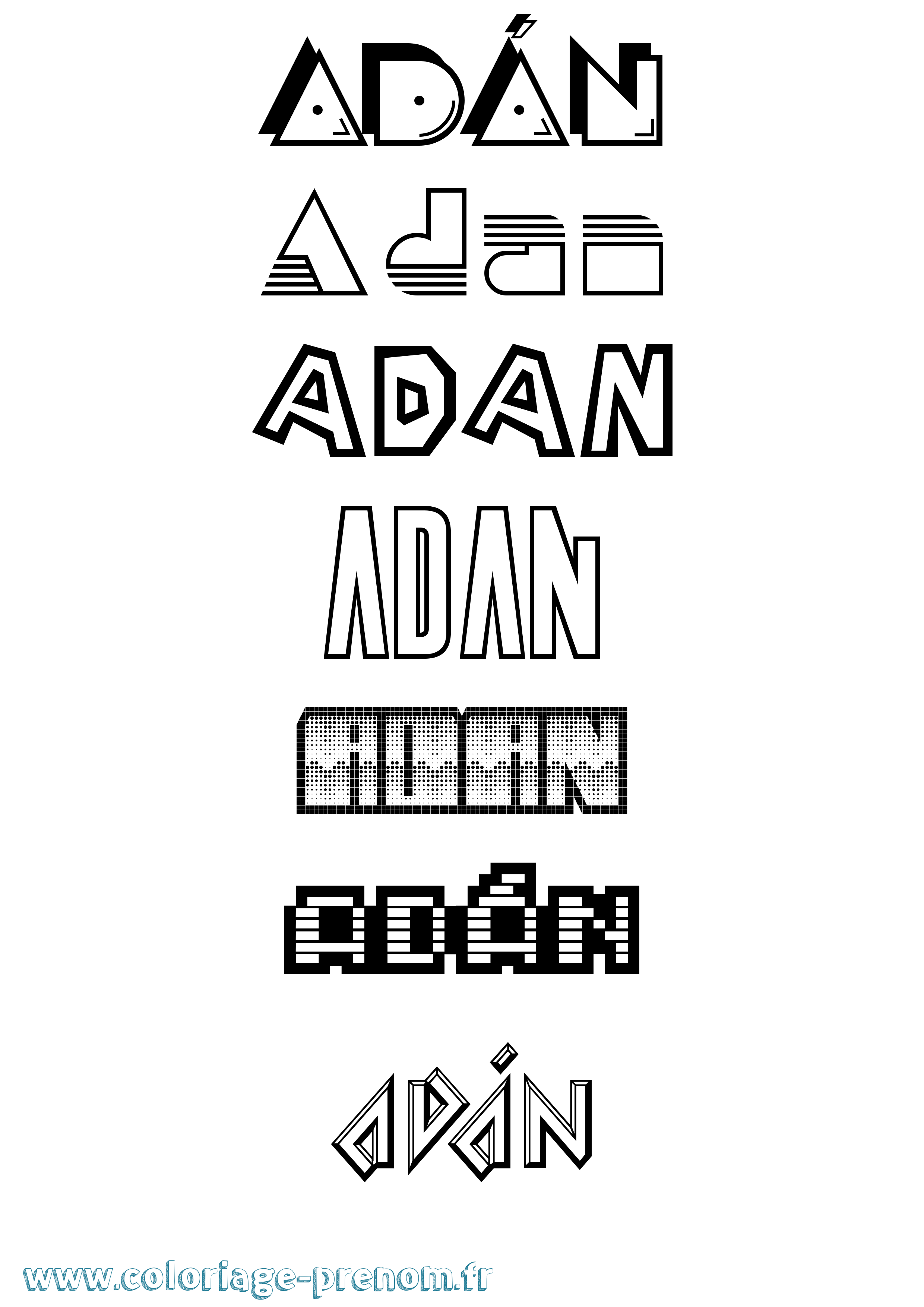 Coloriage prénom Adán Jeux Vidéos