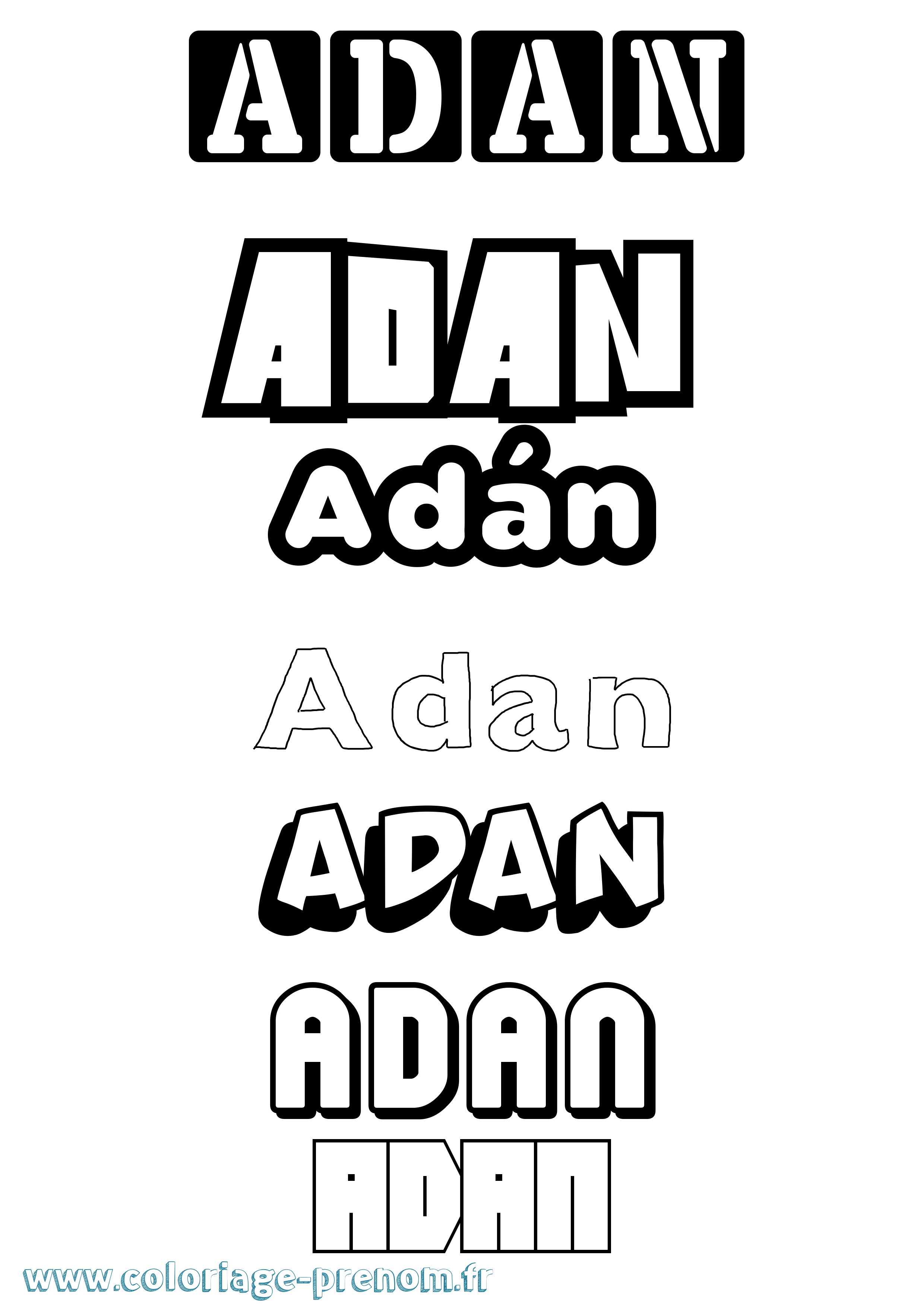 Coloriage prénom Adán Simple