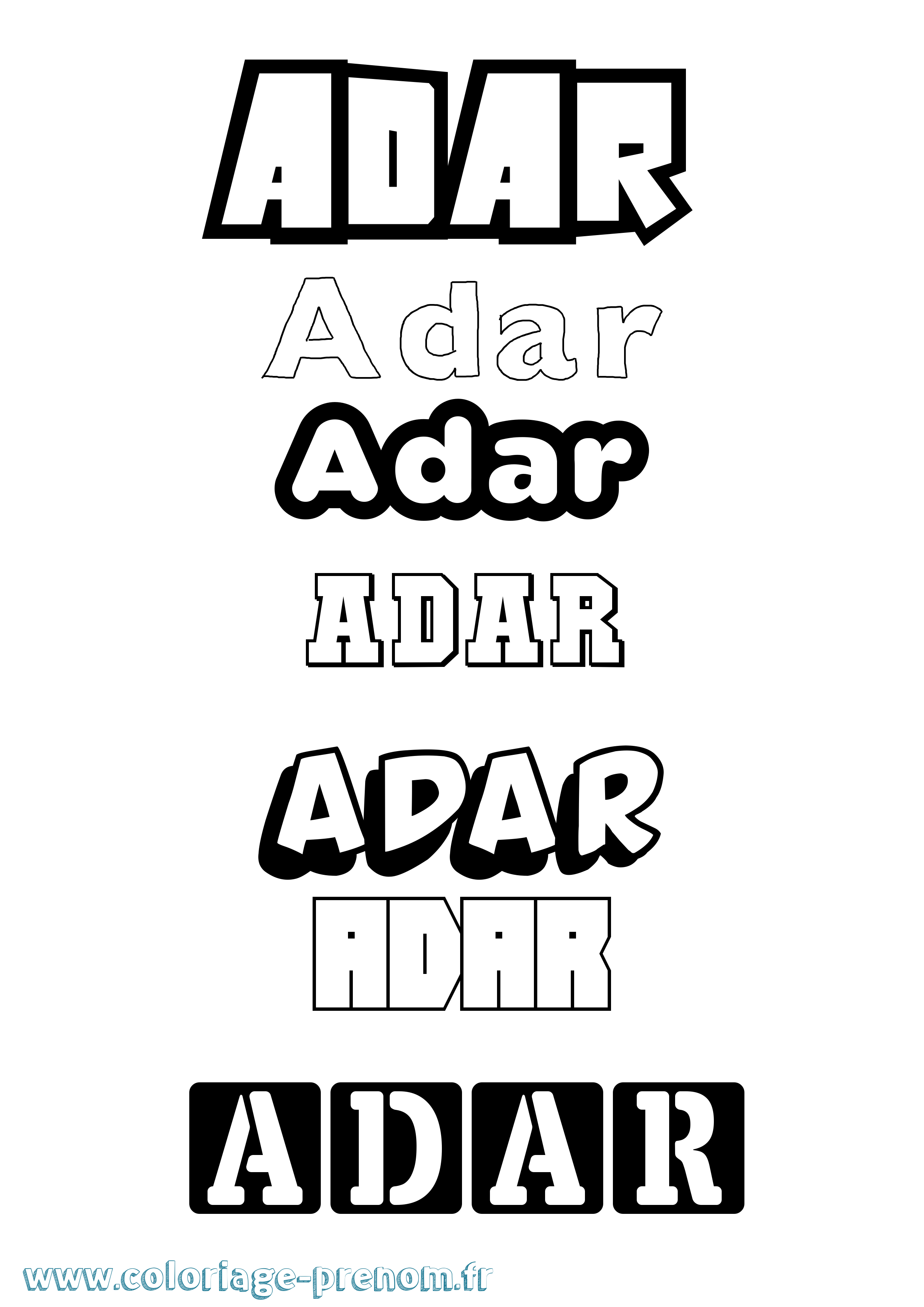 Coloriage prénom Adar Simple