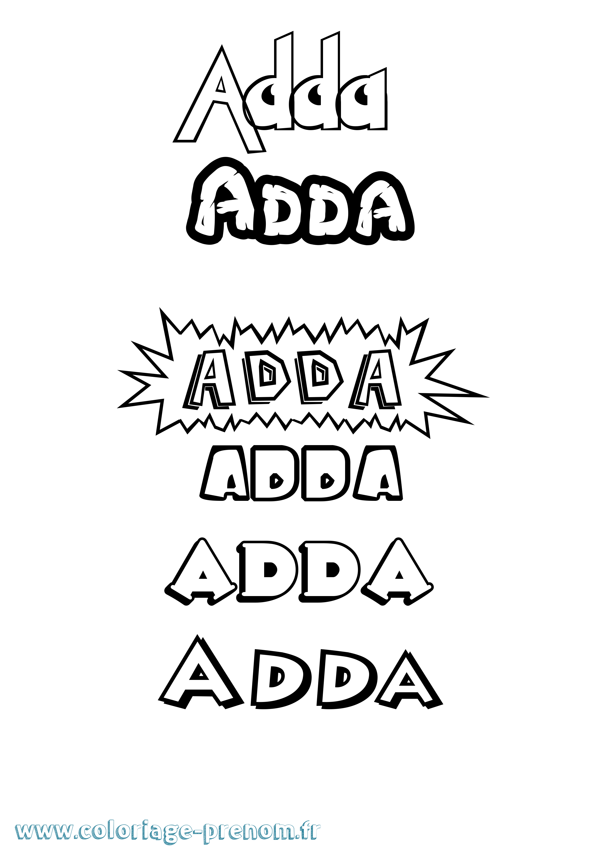 Coloriage Adda Dessin Animé Coloriage prénom Adda Dessin Animé