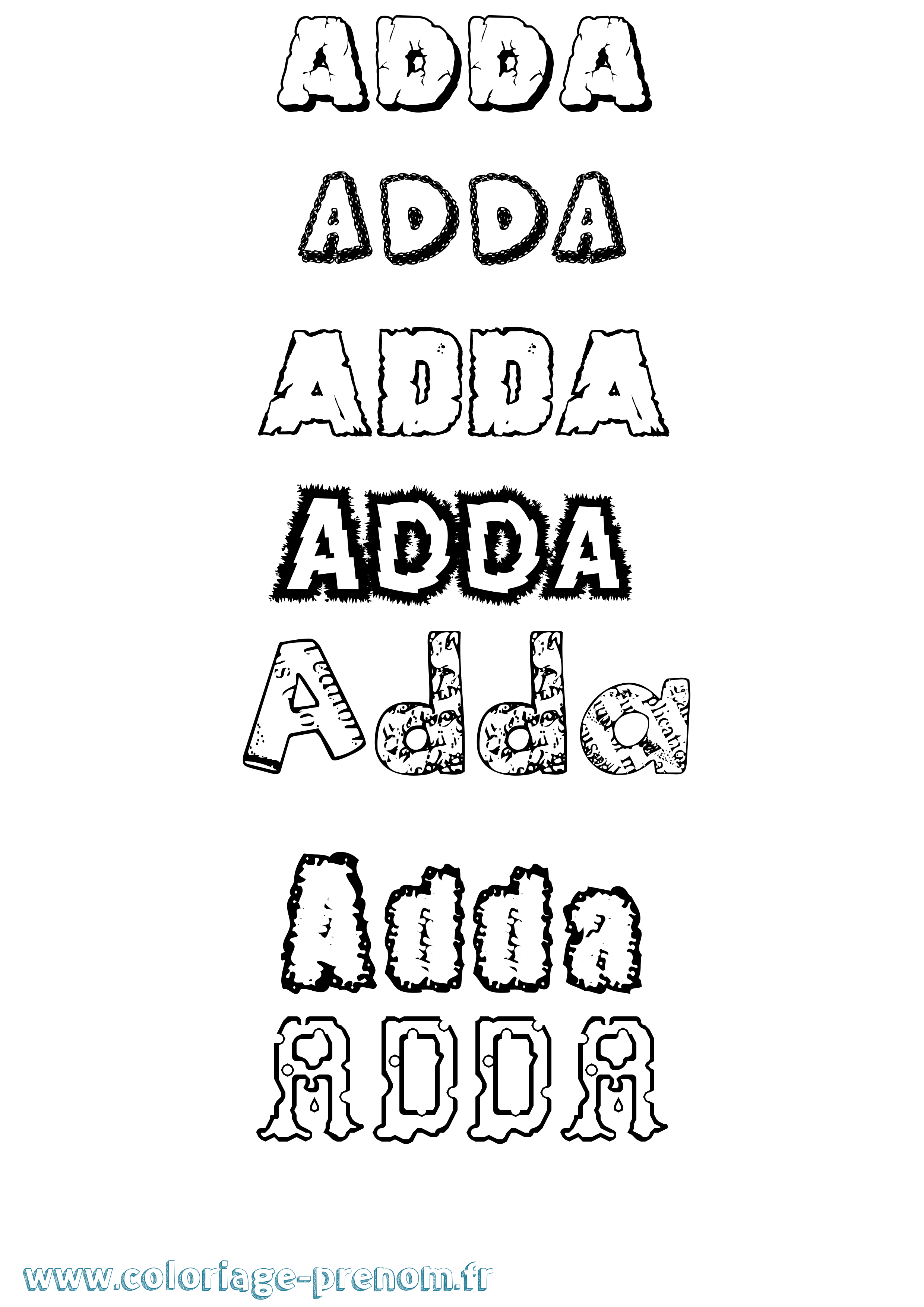 Coloriage Adda Destructuré Coloriage prénom Adda Destructuré